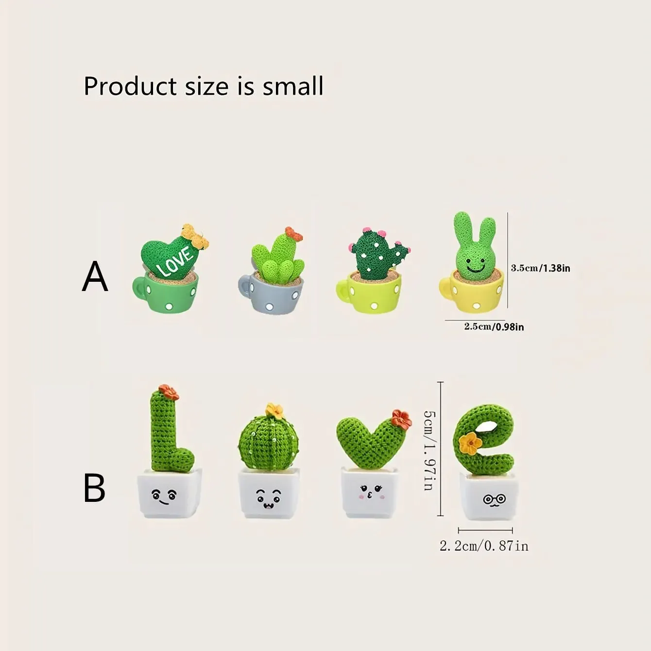 4 Piece Resin Succulent Cactus Mini Green Plants for Home and Office Decor