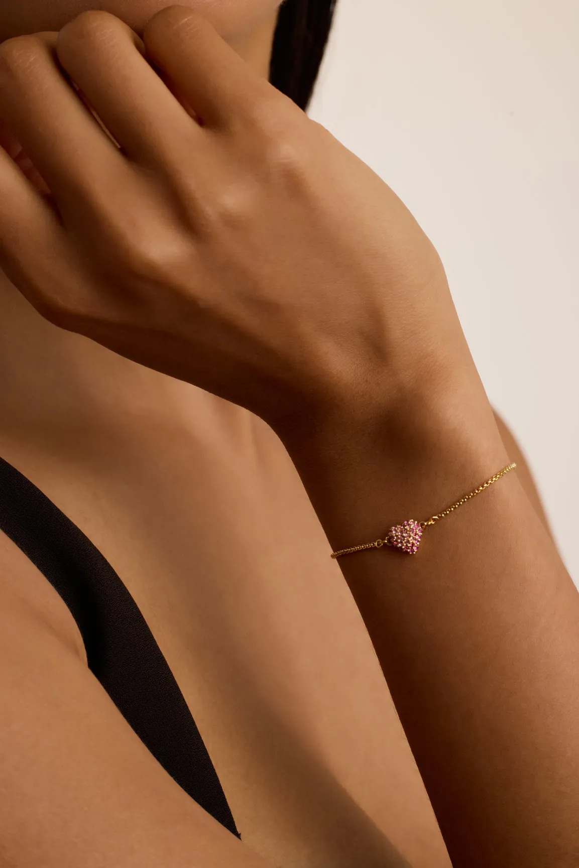 Adoria Crystal Sweetheart Adjustable Bracelet Gold