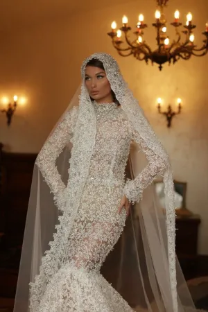 Amiyah Beautiful High Neck White Wedding Dress