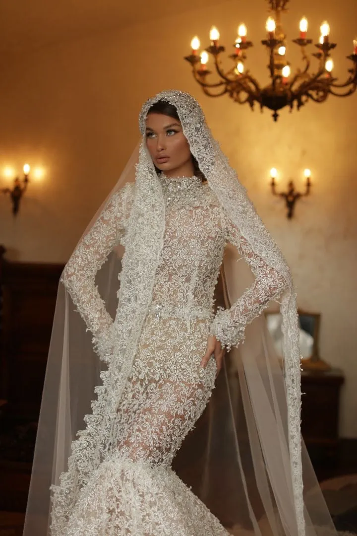 Amiyah Beautiful High Neck White Wedding Dress