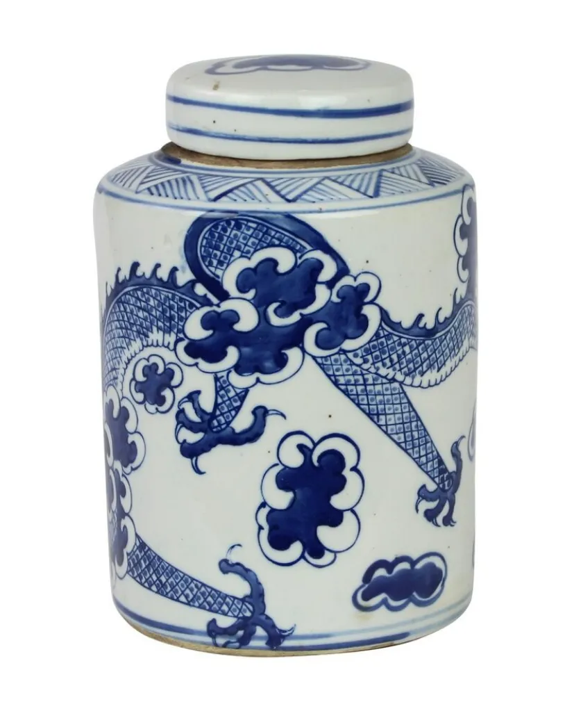 Blue and White Mini Tea Jar Dragon
