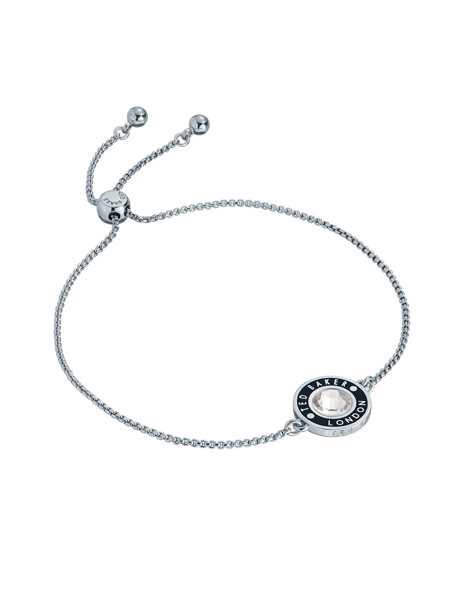 Cherla Crystal Button Adjustable Bracelet Silver