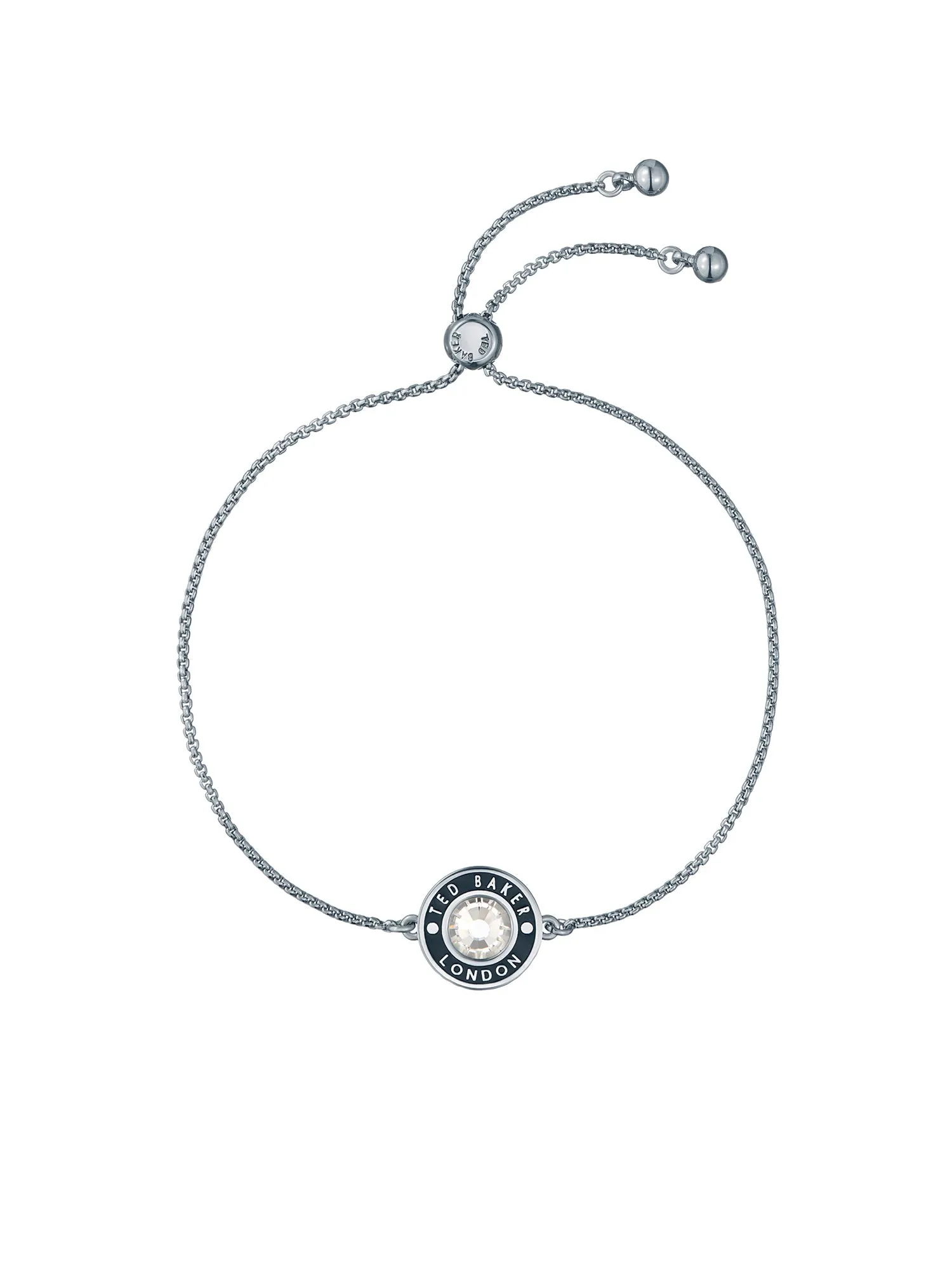 Cherla Crystal Button Adjustable Bracelet Silver