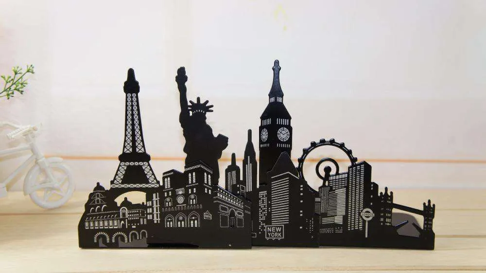 Cityscape Bookends London/Paris/New York