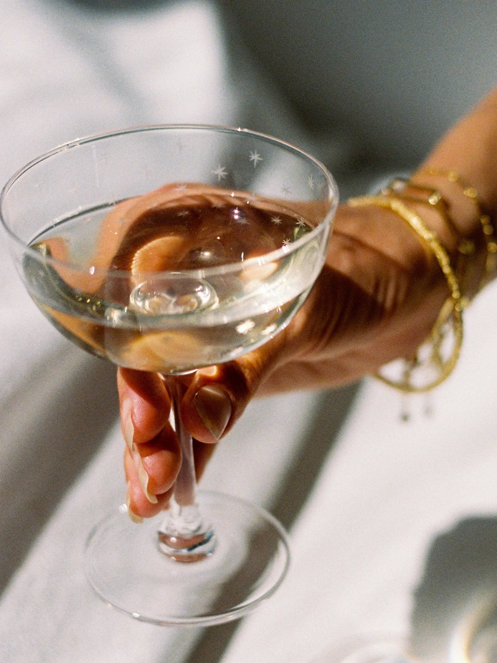 Crystal Champagne Saucer Pair - Star Design
