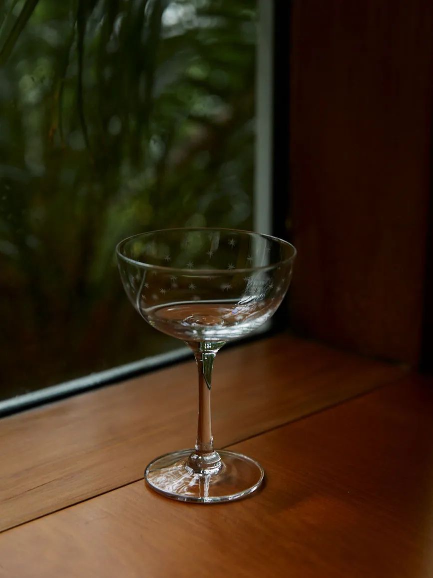 Crystal Champagne Saucer Pair - Star Design