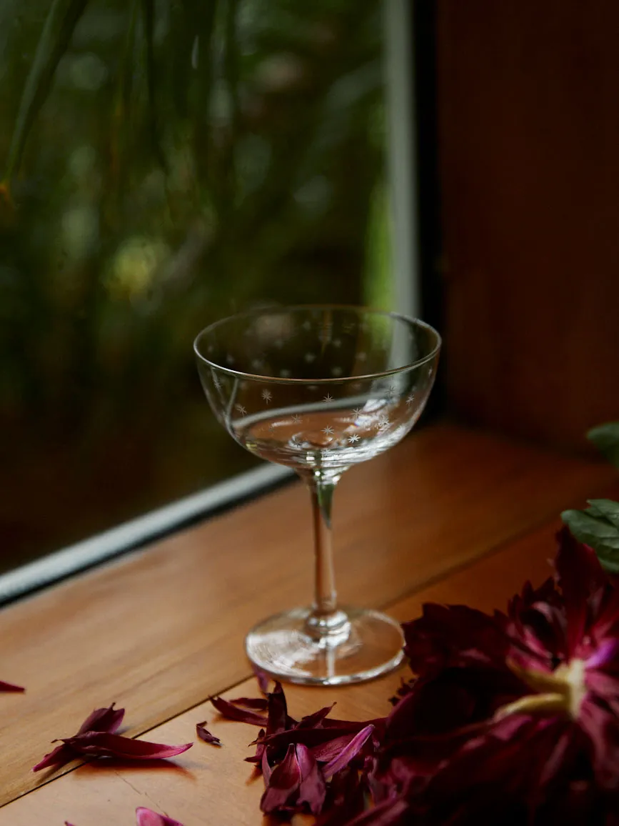 Crystal Champagne Saucer Pair - Star Design