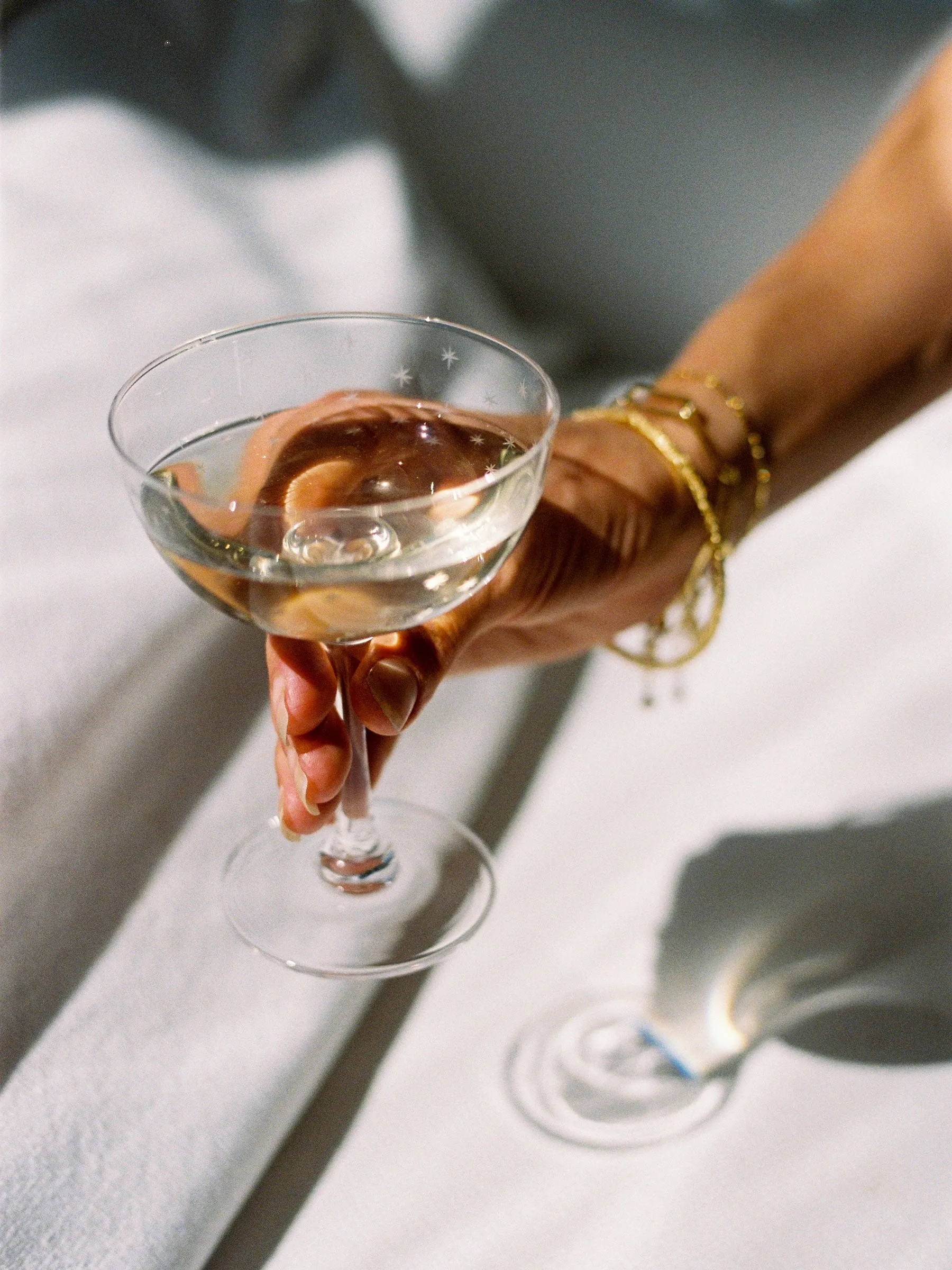 Crystal Champagne Saucer Pair - Star Design