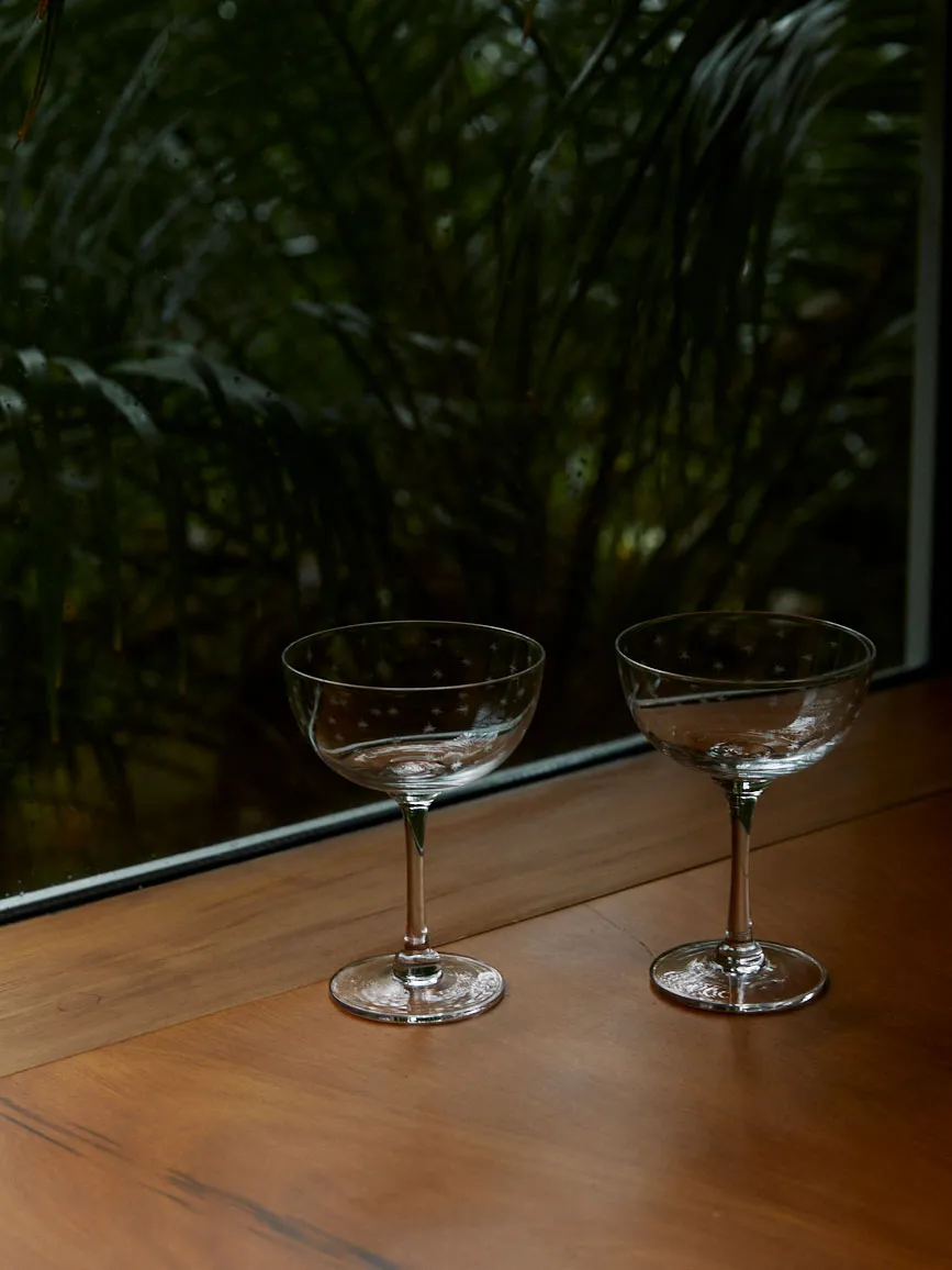Crystal Champagne Saucer Pair - Star Design