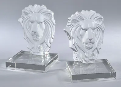 Crystal Lion Bookends