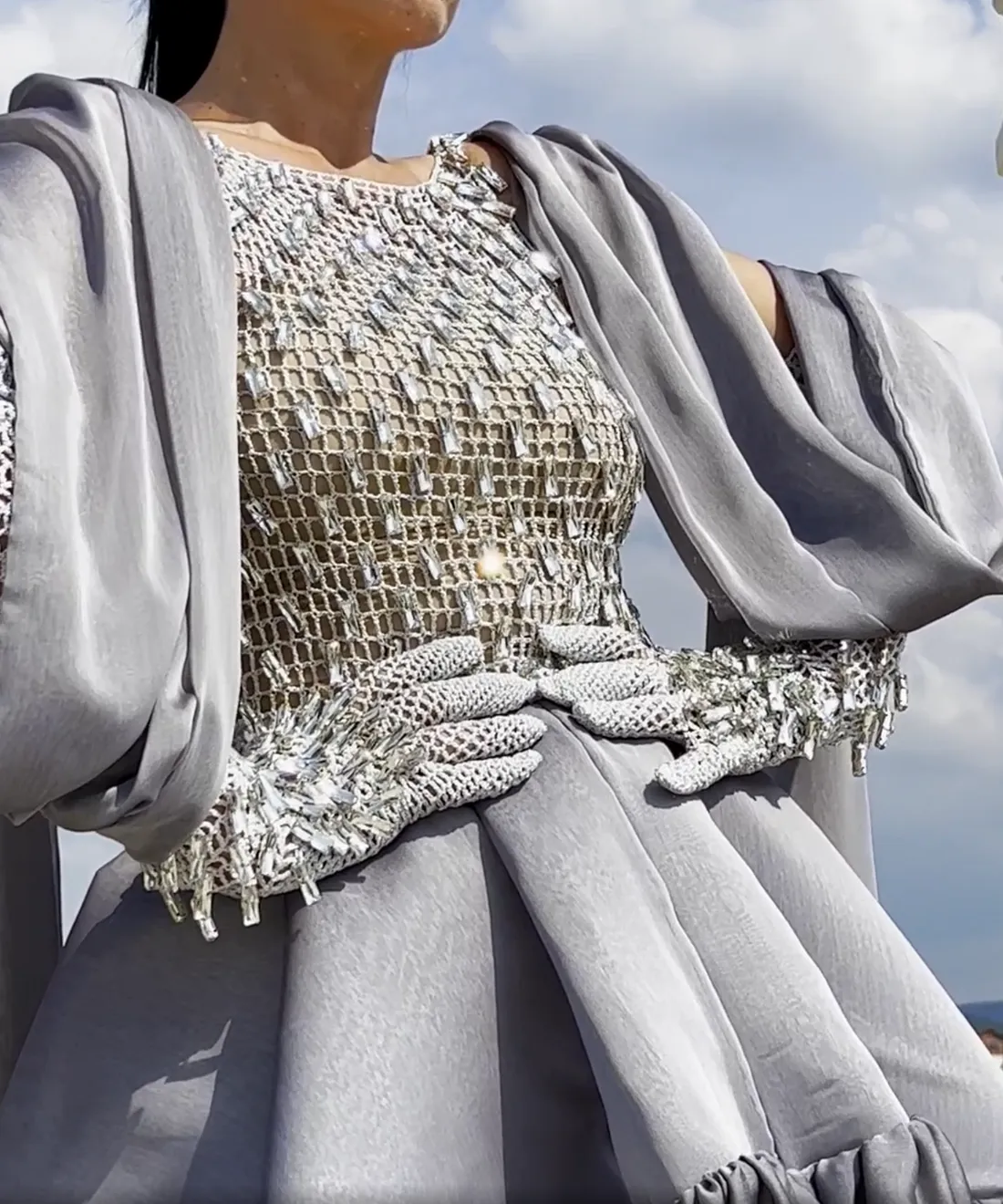 Freya Gray Crystal Evening Dress