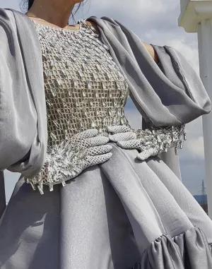 Freya Gray Crystal Evening Dress