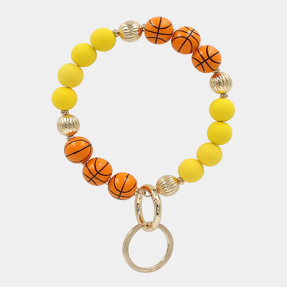 iLLASPARKZ Basketball Wood Ball Accented Beaded Keychain / Bracelet
