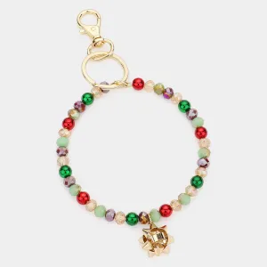 iLLASPARKZ Faceted Beaded Christmas Gift Bow Keychain / Bracelet