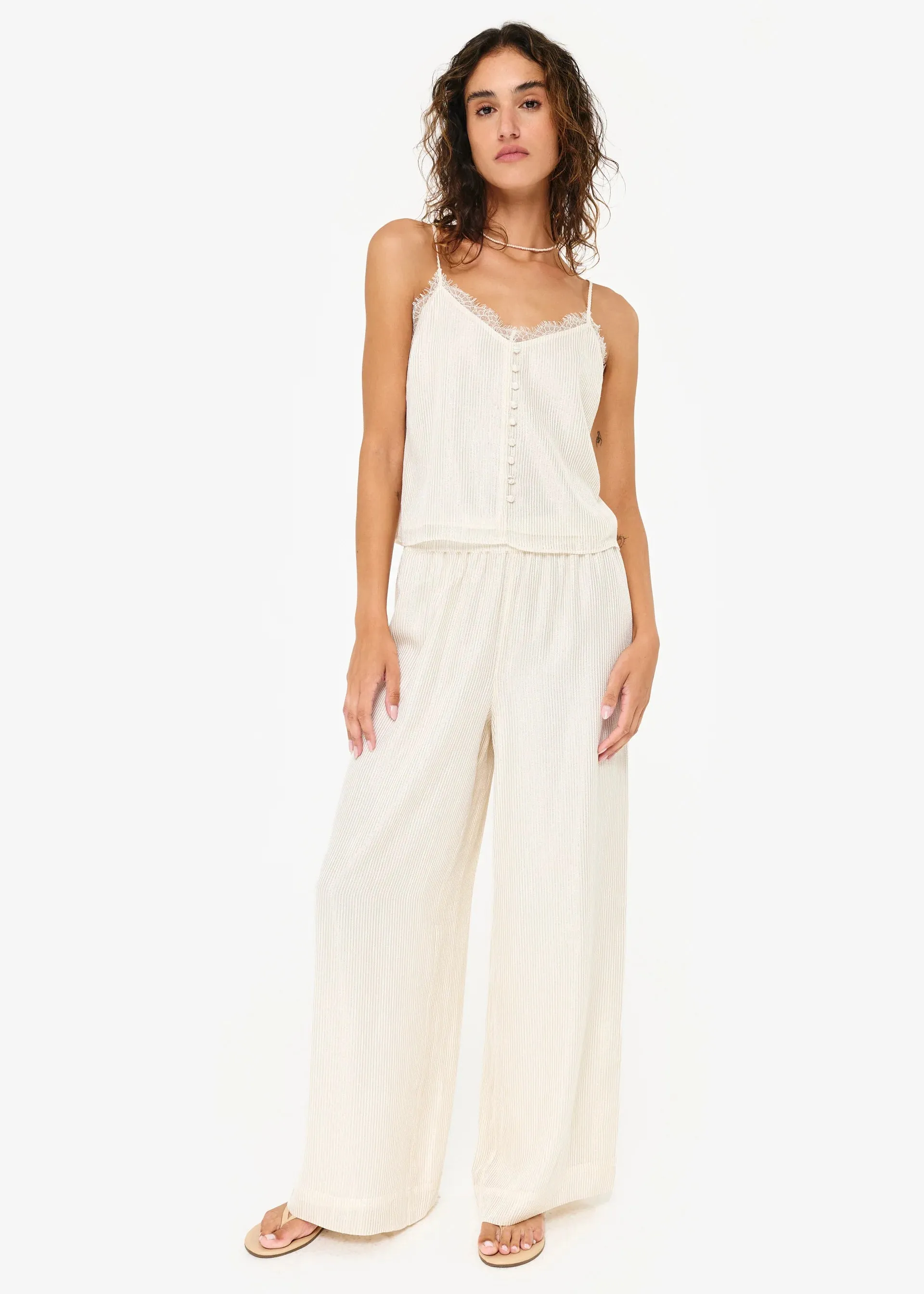 MELISA METALLIC CHIFFON CAMISOLE | WHITE