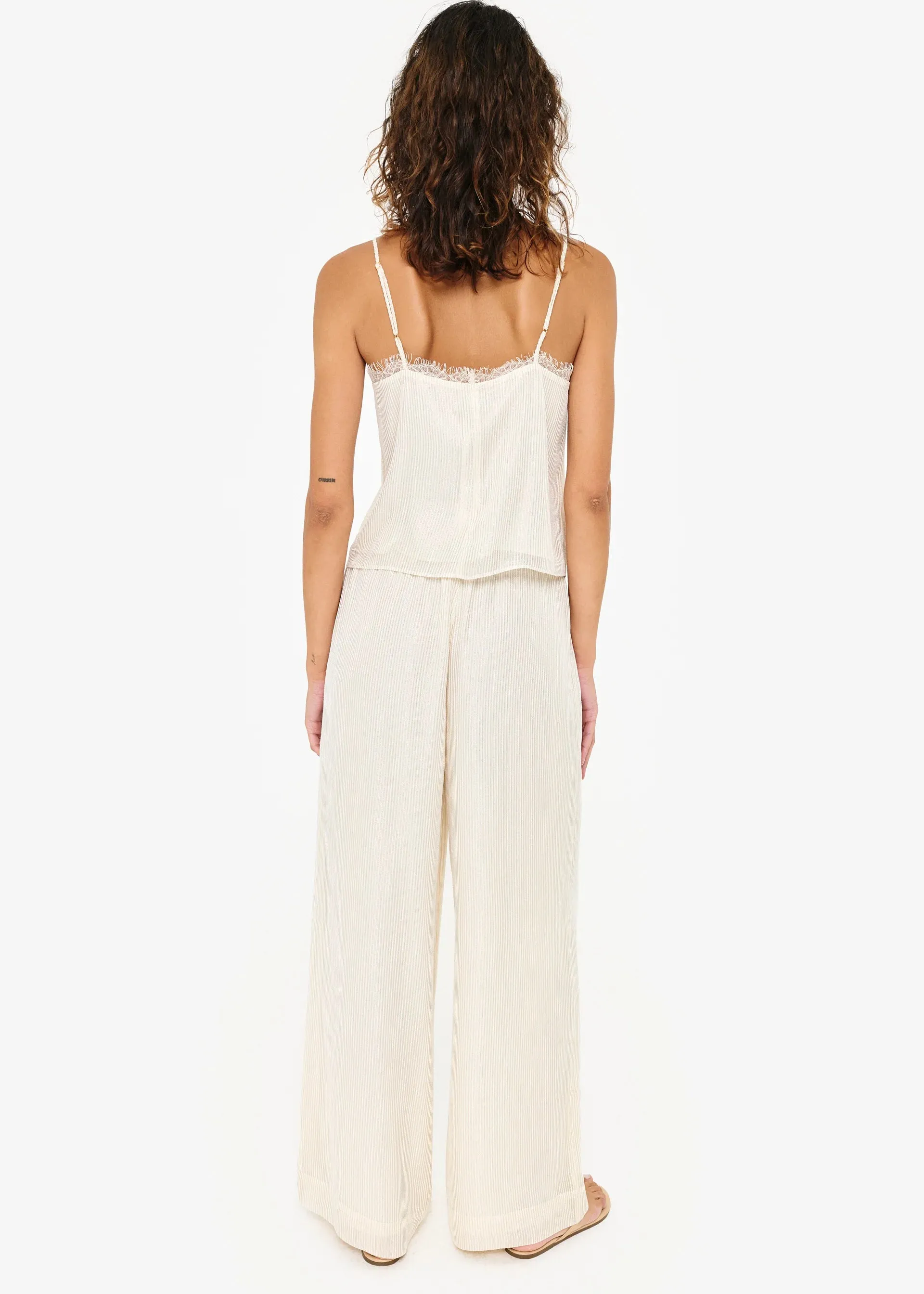 MELISA METALLIC CHIFFON CAMISOLE | WHITE