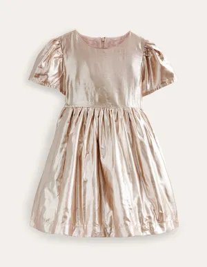 Metallic Party Dress-Gold Metallic