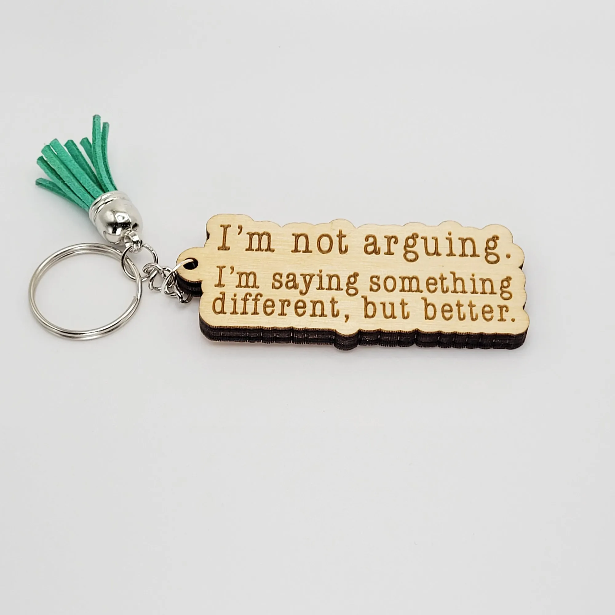 My A-Game is Adequate Laser Cut Wood Keychains with tassels