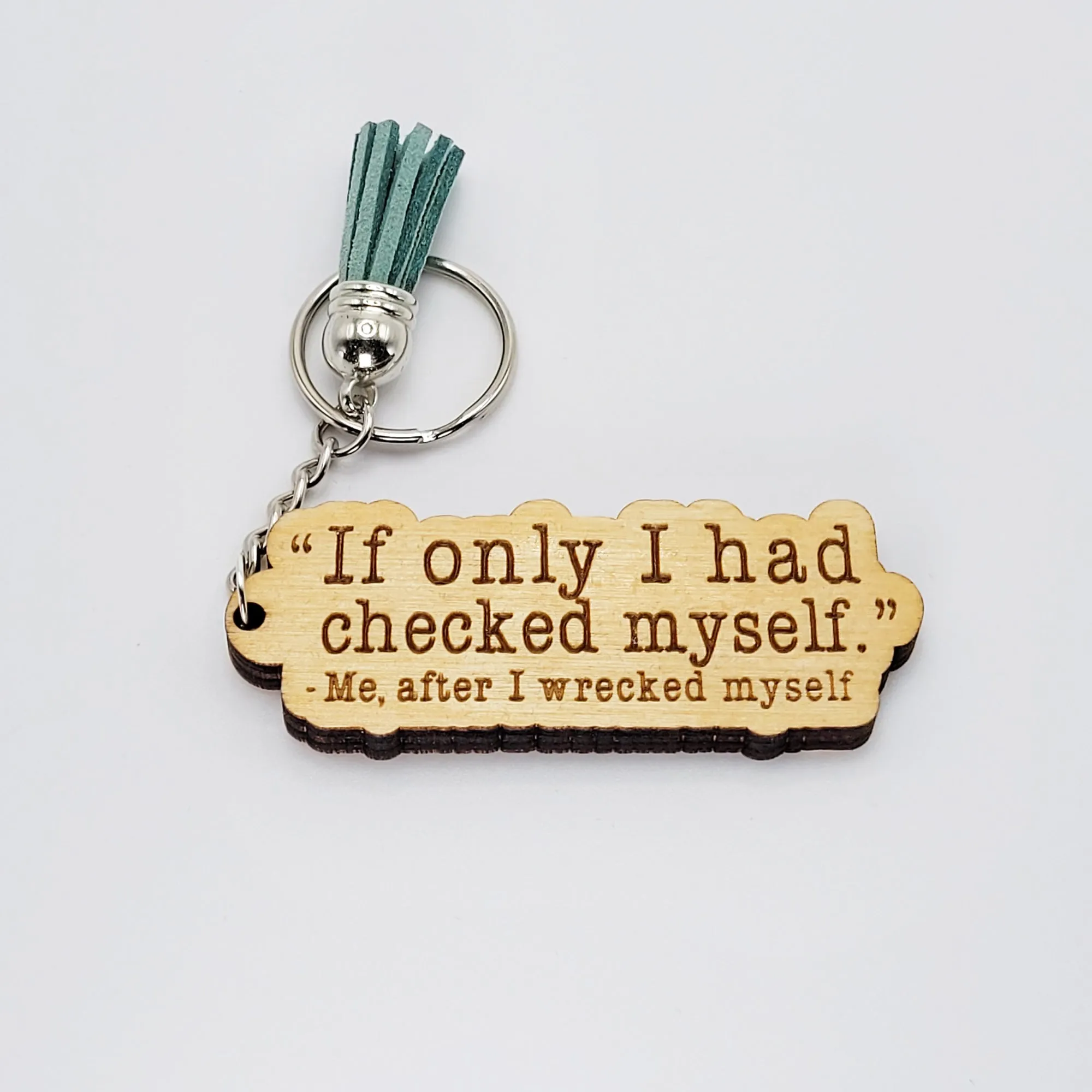 My A-Game is Adequate Laser Cut Wood Keychains with tassels
