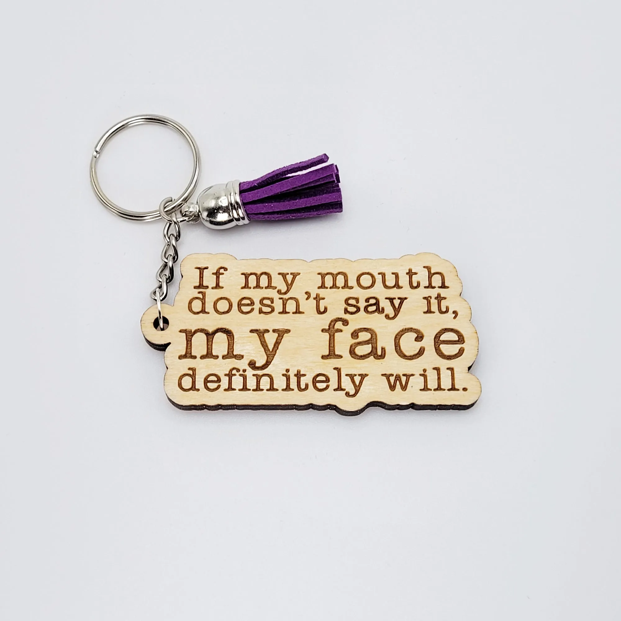 My A-Game is Adequate Laser Cut Wood Keychains with tassels