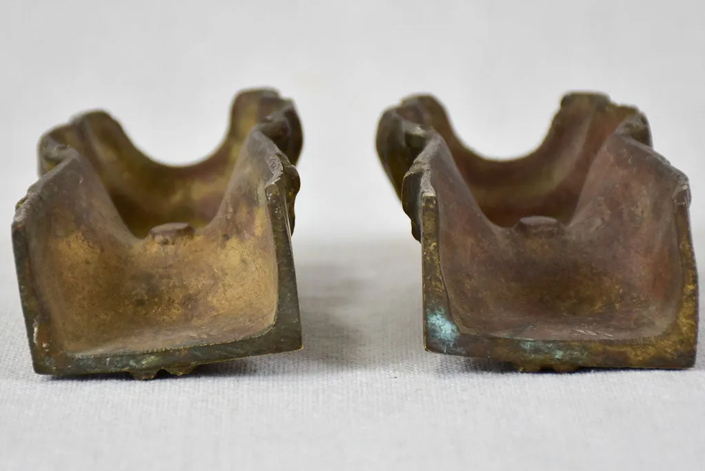 Pair of nineteenth-century salvaged bronze caryatid  decorations 4¼"