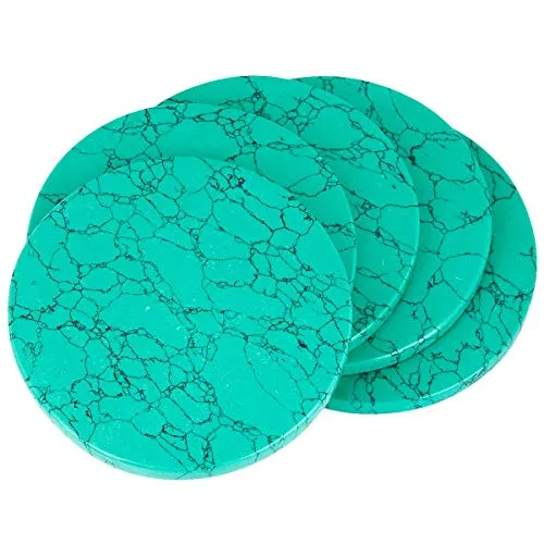 rockcloud Stone Slices, Stone Slab, Name Cards, Place Cards, Healing Crystals, Home Decoration, Green Howlite Turquoise, Round Shape