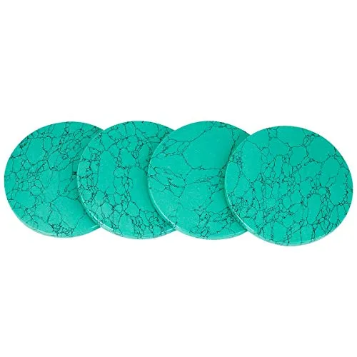 rockcloud Stone Slices, Stone Slab, Name Cards, Place Cards, Healing Crystals, Home Decoration, Green Howlite Turquoise, Round Shape