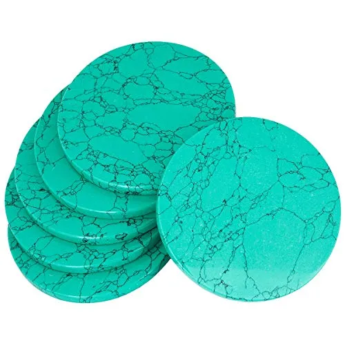 rockcloud Stone Slices, Stone Slab, Name Cards, Place Cards, Healing Crystals, Home Decoration, Green Howlite Turquoise, Round Shape