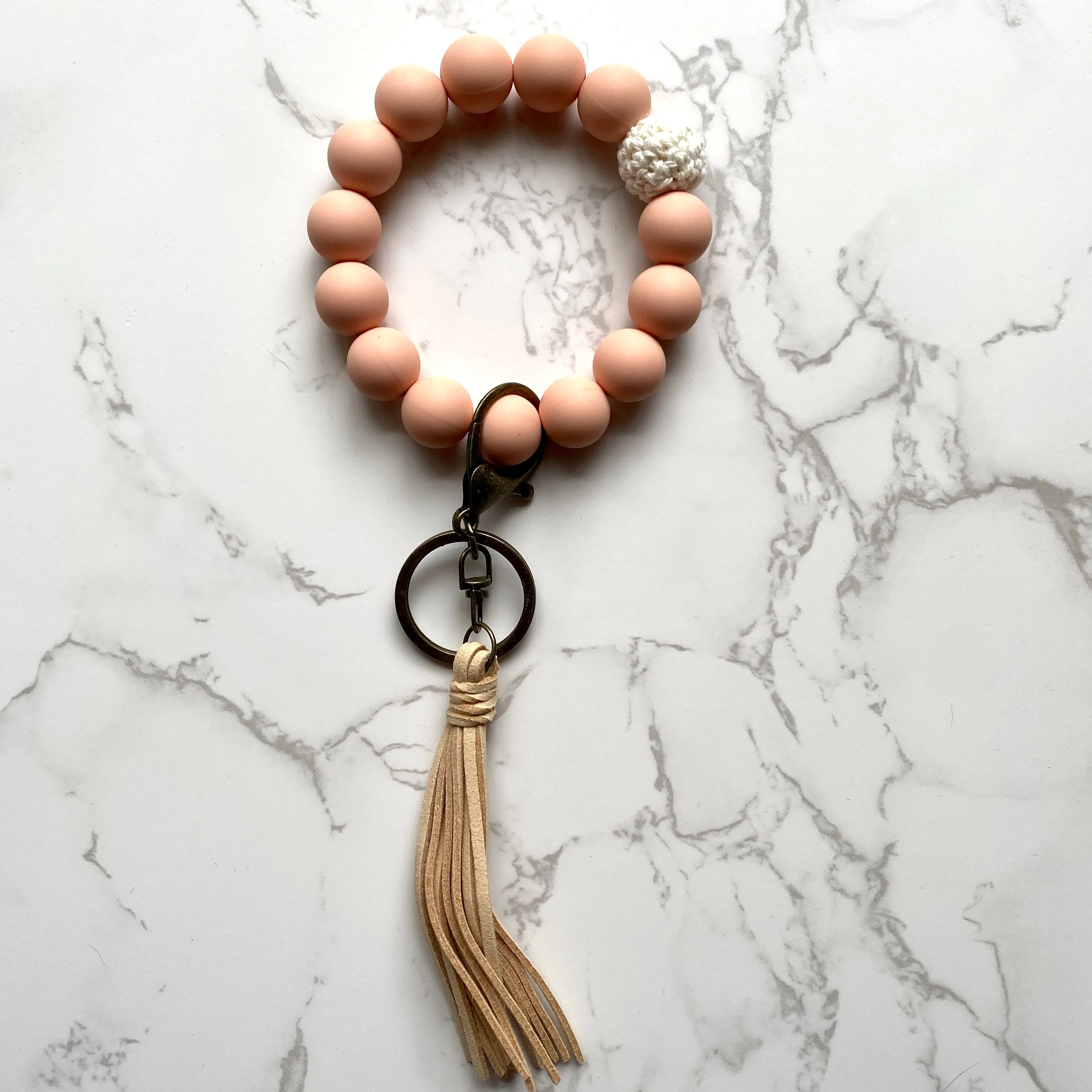 Silicone Bead Wristlet Keychain