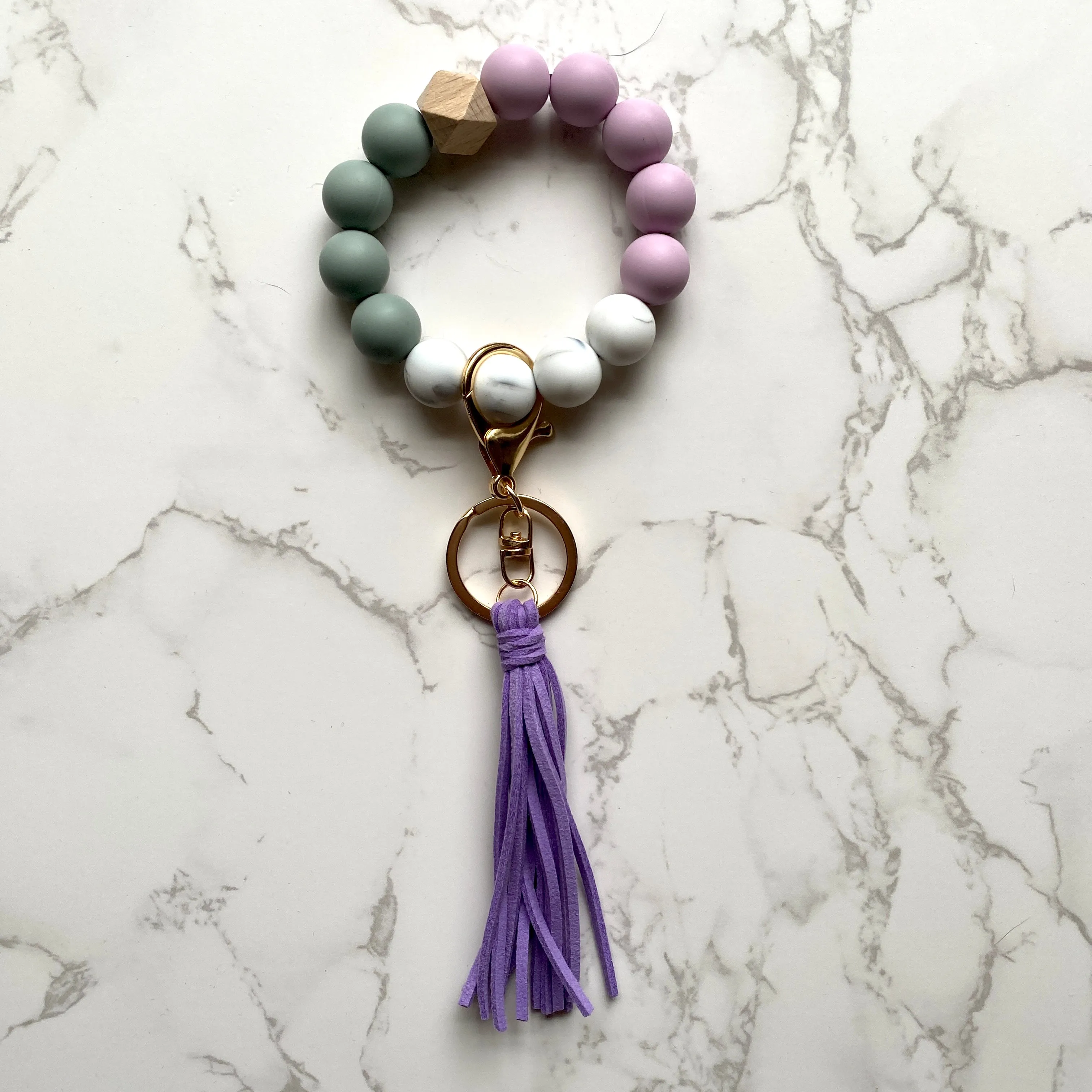 Silicone Bead Wristlet Keychain