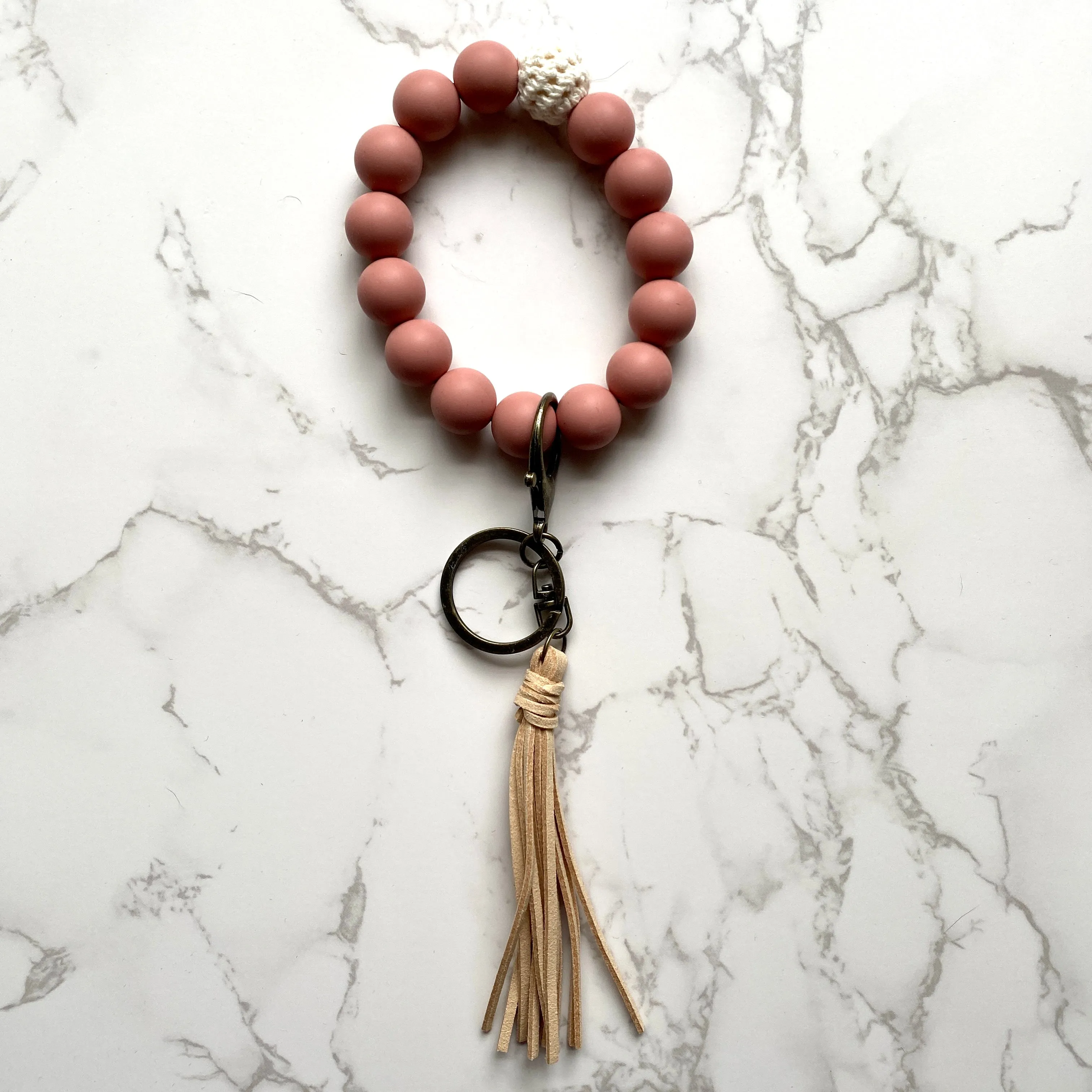 Silicone Bead Wristlet Keychain