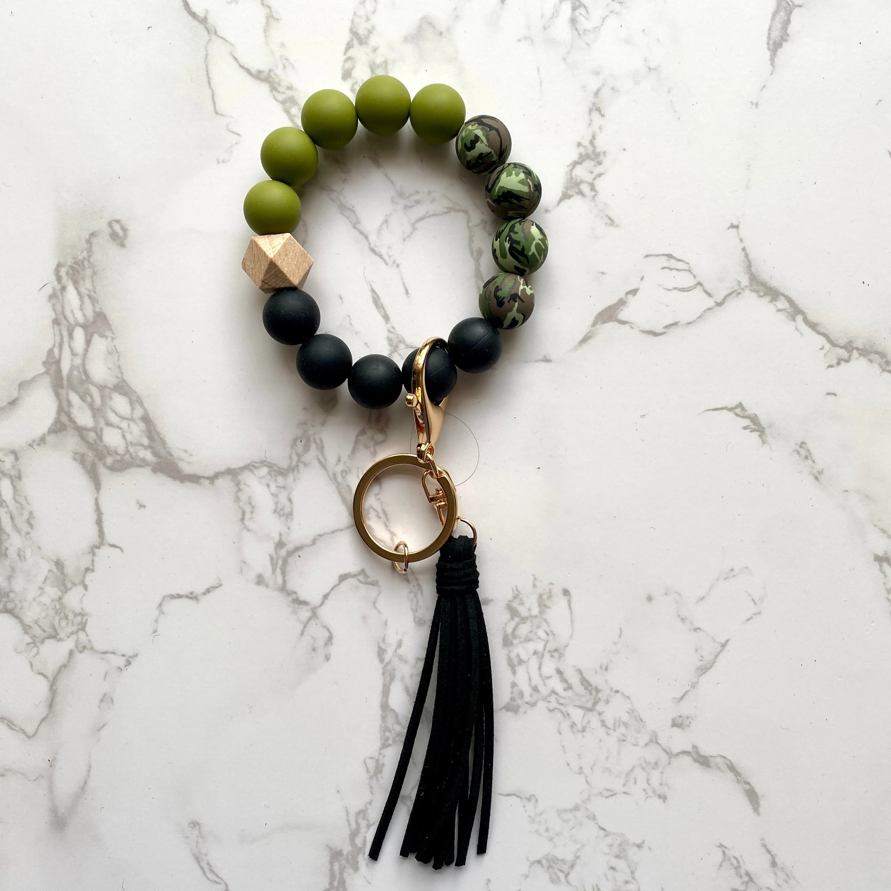 Silicone Bead Wristlet Keychain