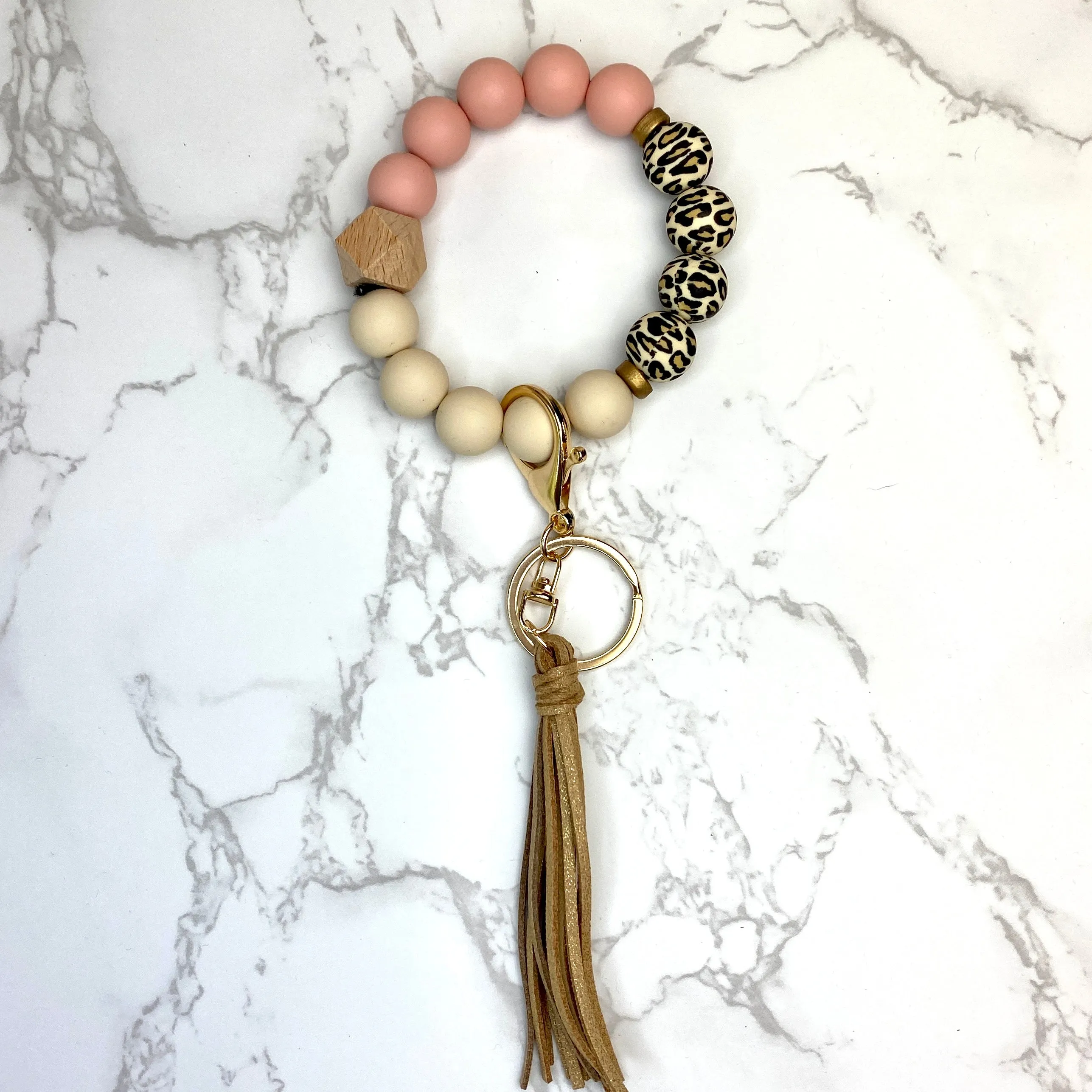Silicone Bead Wristlet Keychain