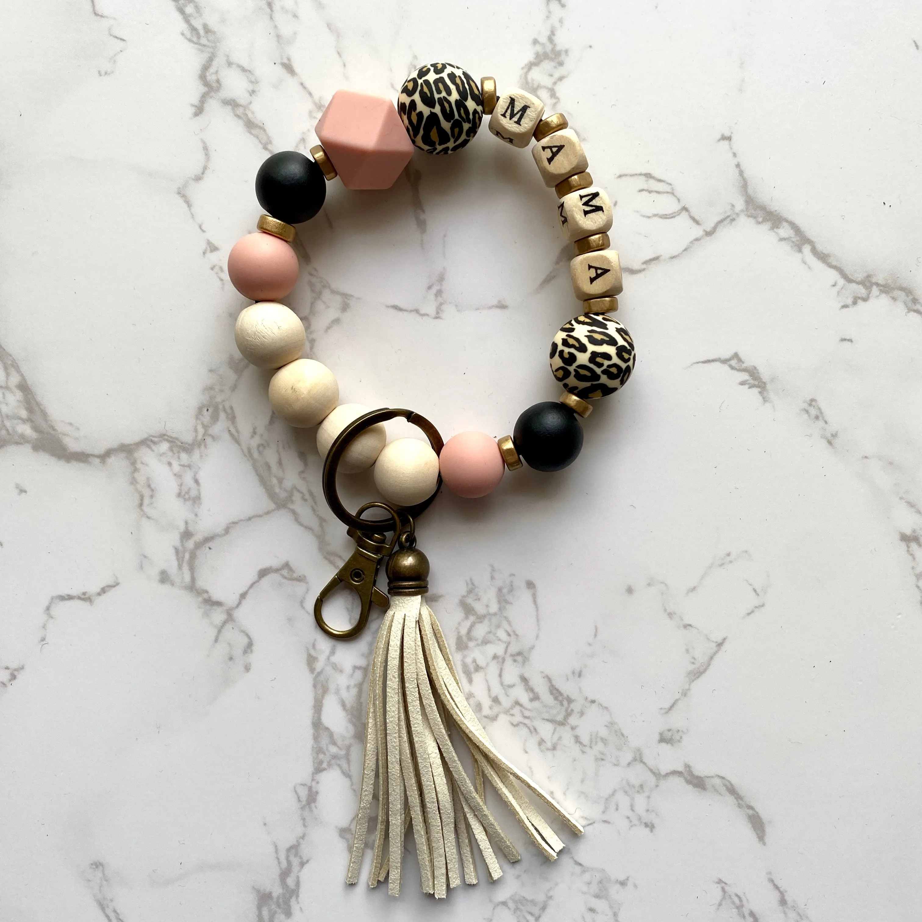Silicone Bead Wristlet Keychain