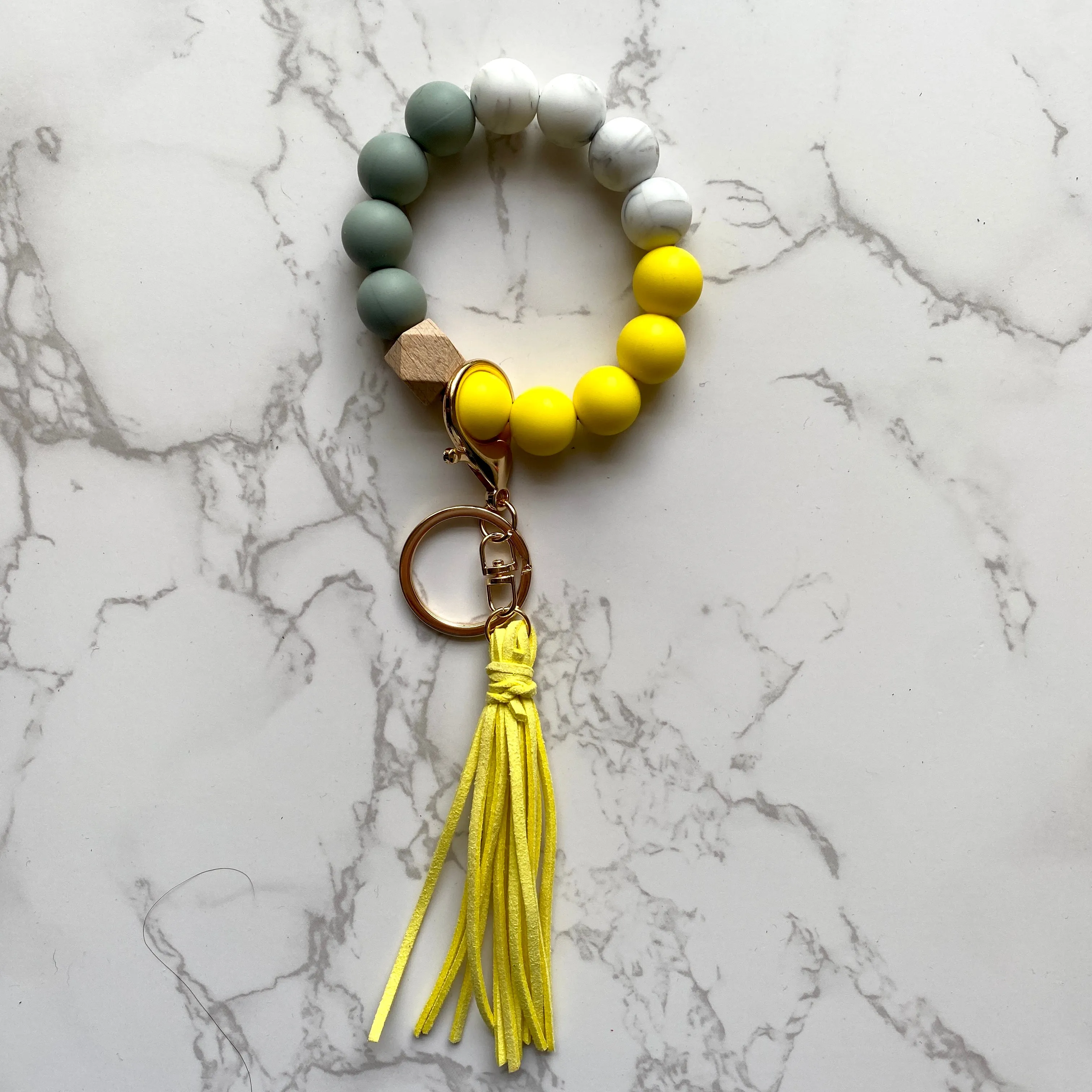 Silicone Bead Wristlet Keychain