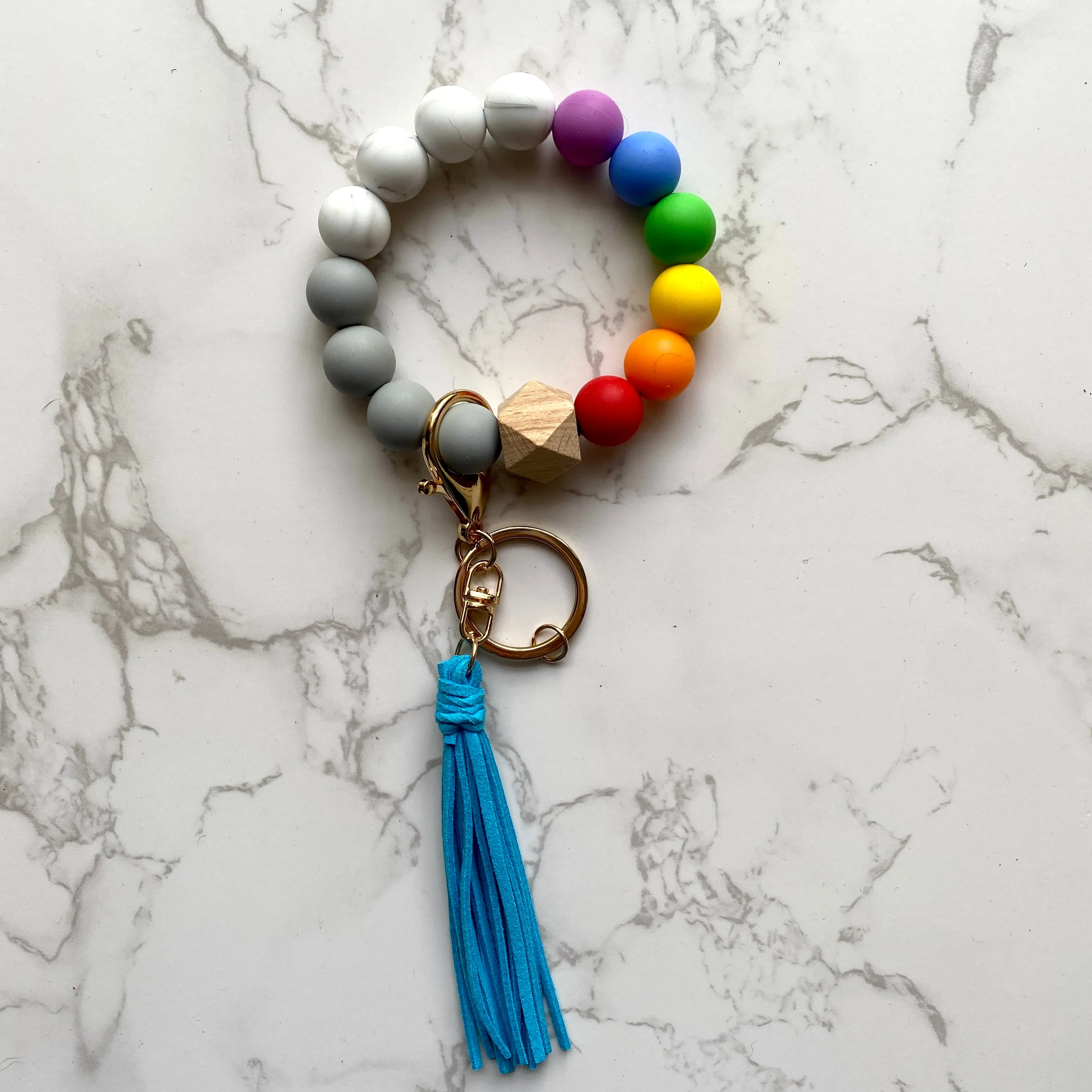 Silicone Bead Wristlet Keychain