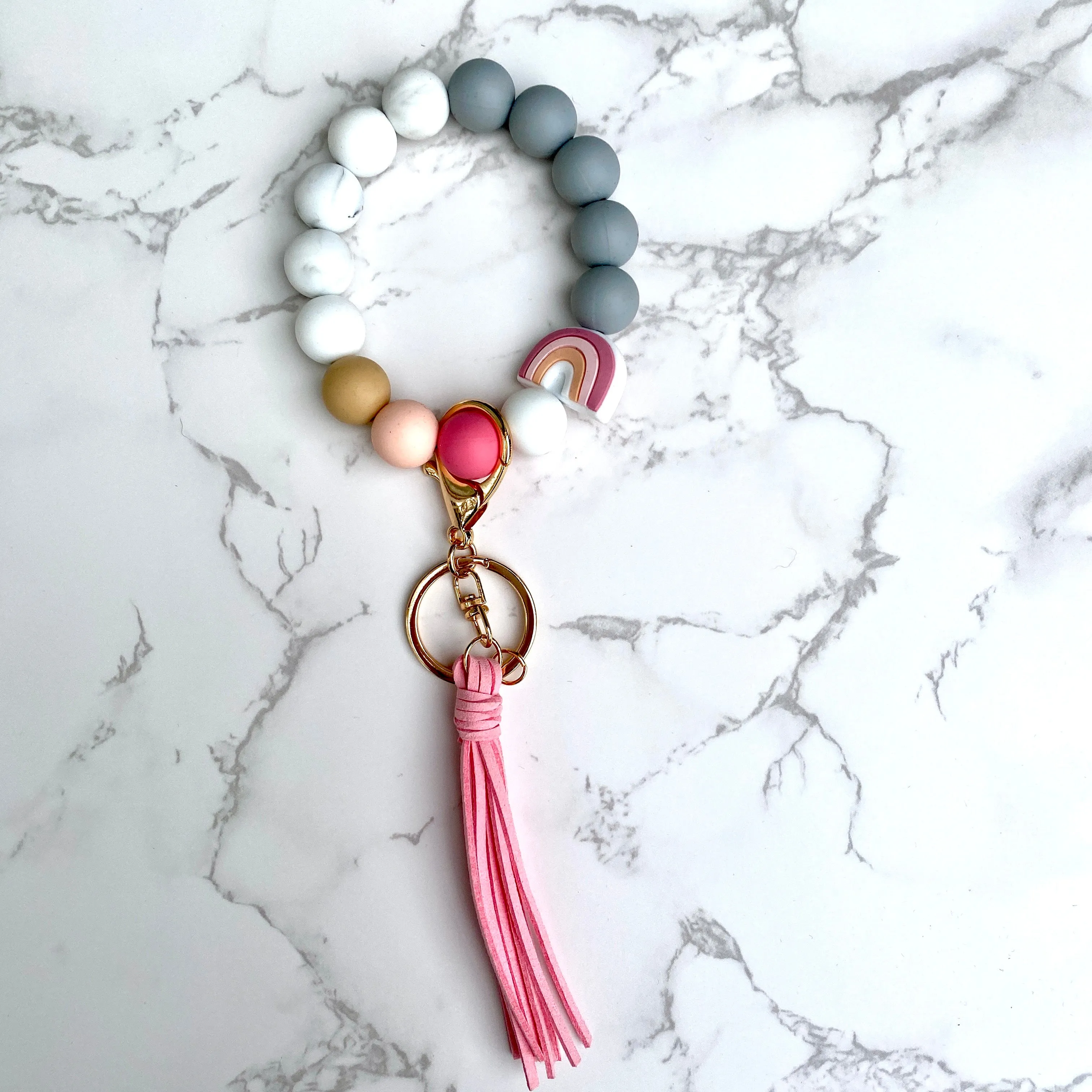 Silicone Bead Wristlet Keychain