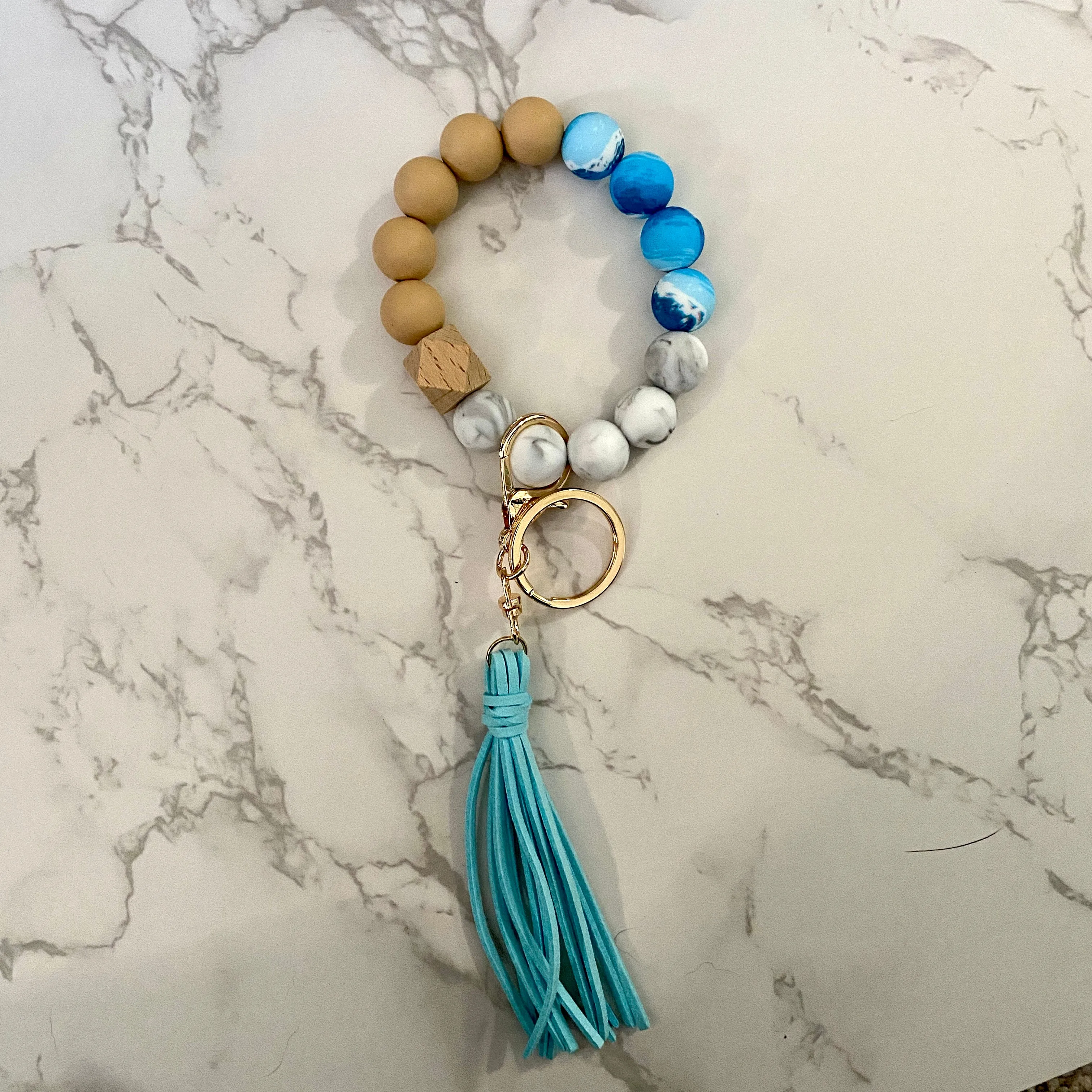 Silicone Bead Wristlet Keychain
