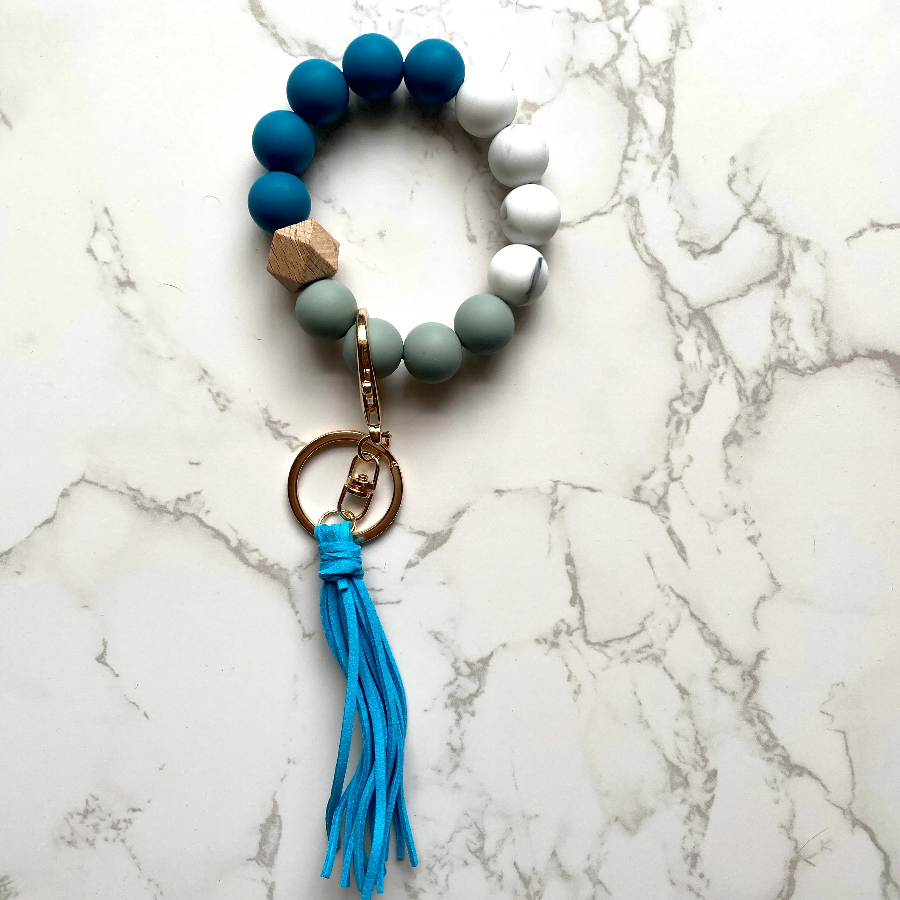 Silicone Bead Wristlet Keychain