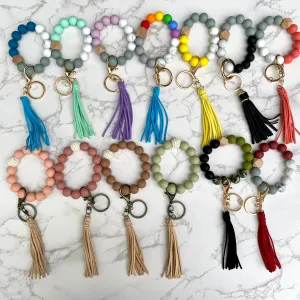 Silicone Bead Wristlet Keychain