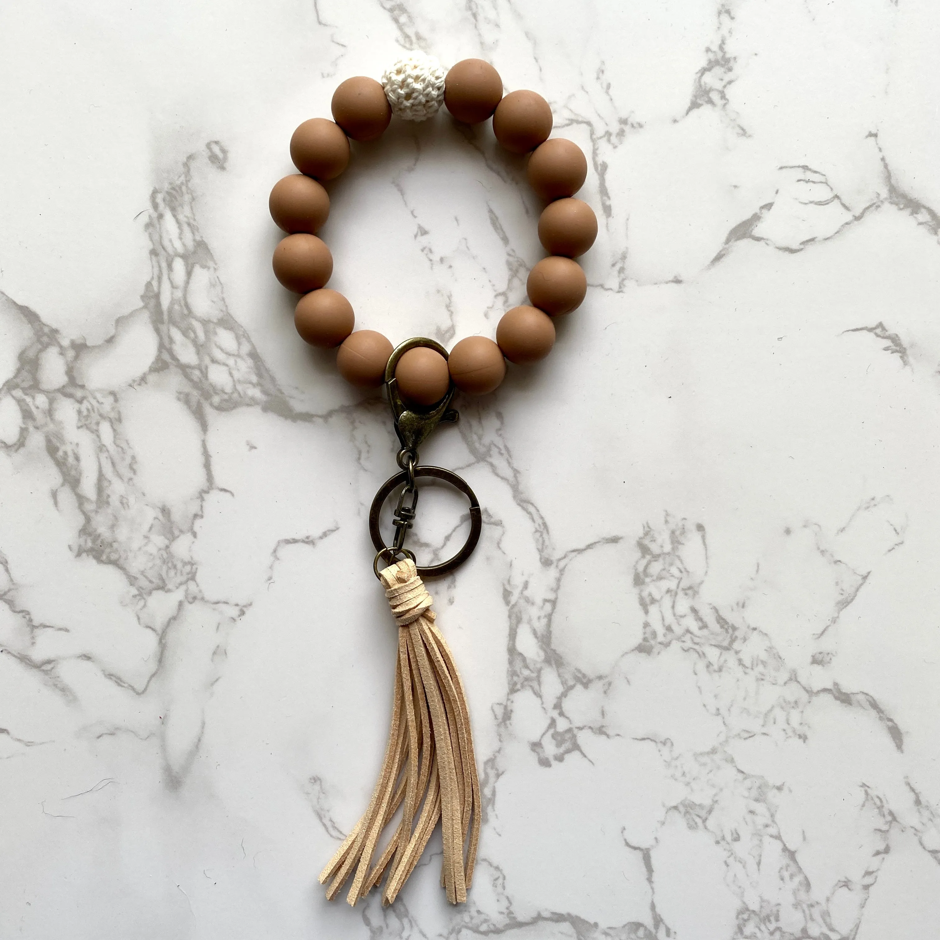 Silicone Bead Wristlet Keychain