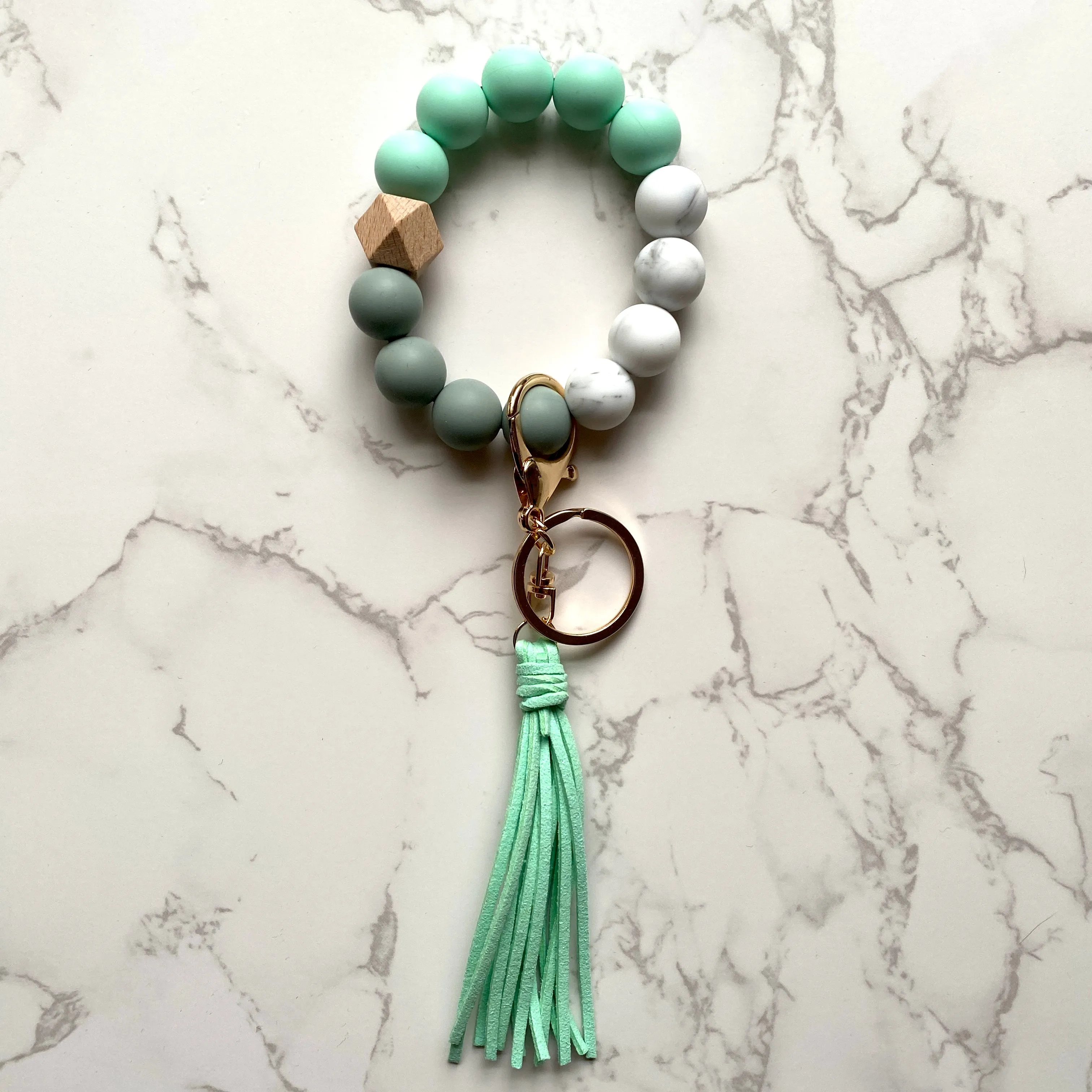 Silicone Bead Wristlet Keychain