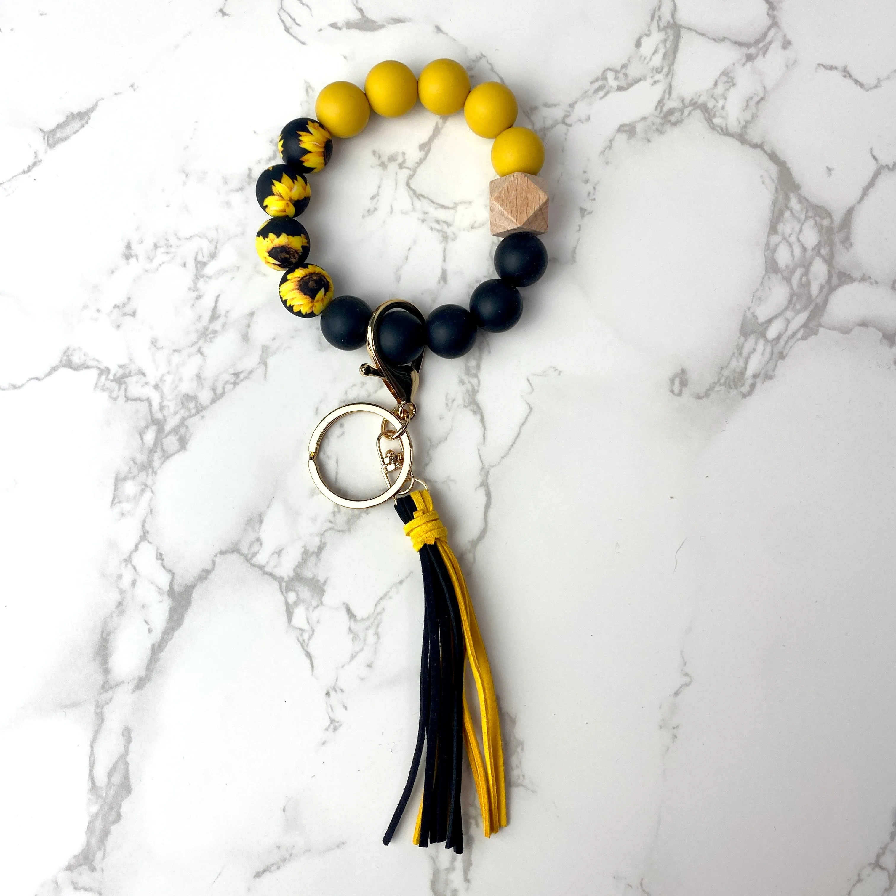 Silicone Bead Wristlet Keychain