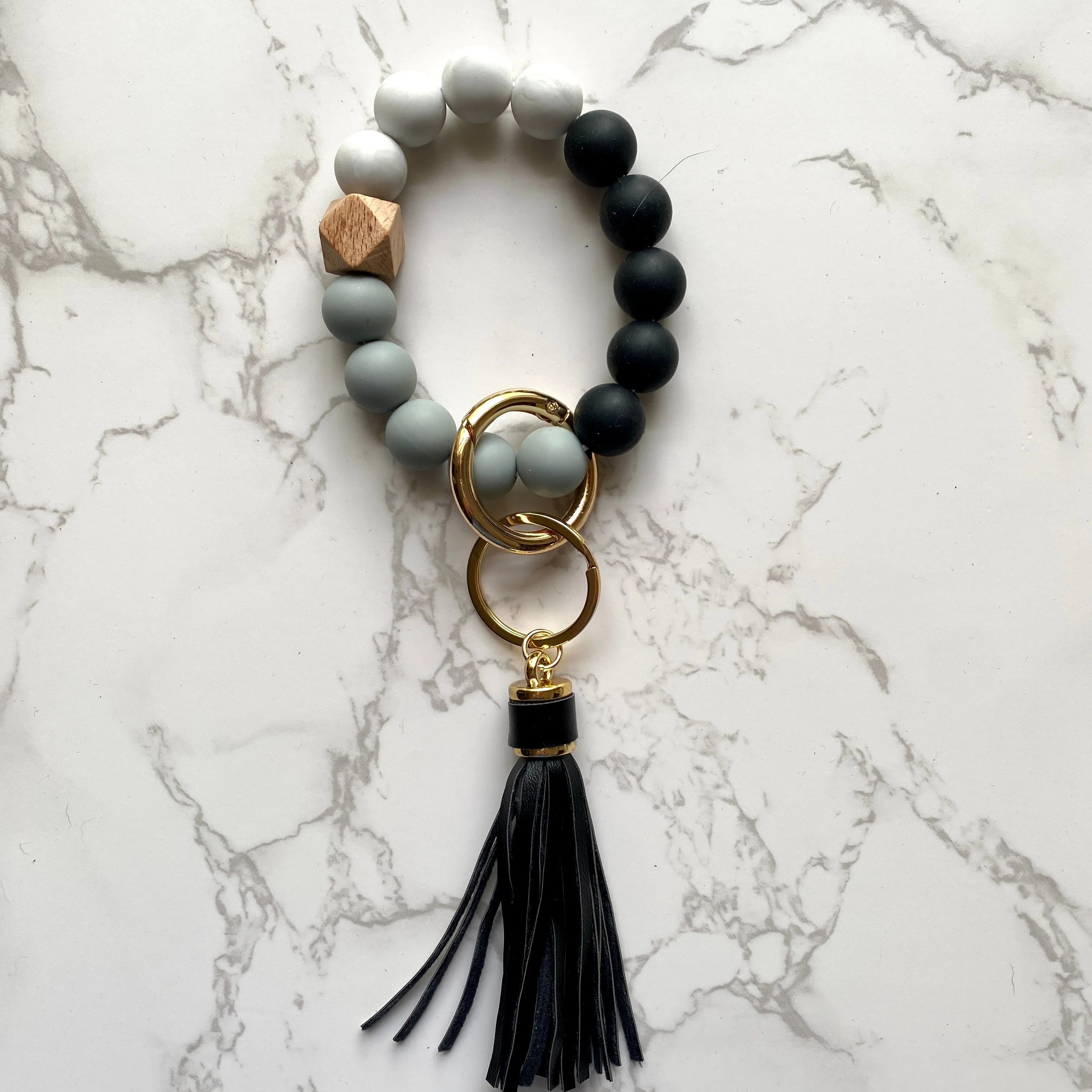 Silicone Bead Wristlet Keychain