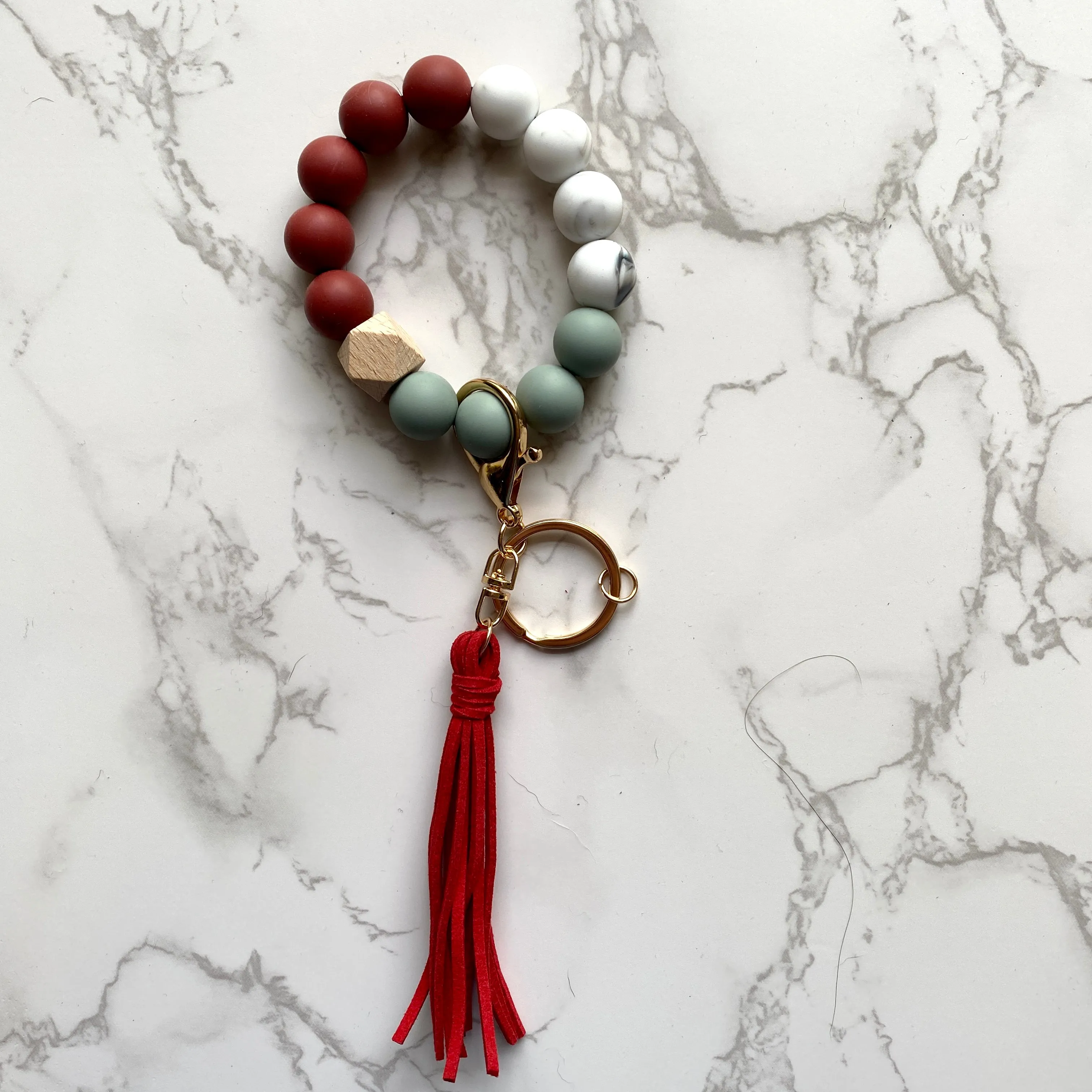 Silicone Bead Wristlet Keychain