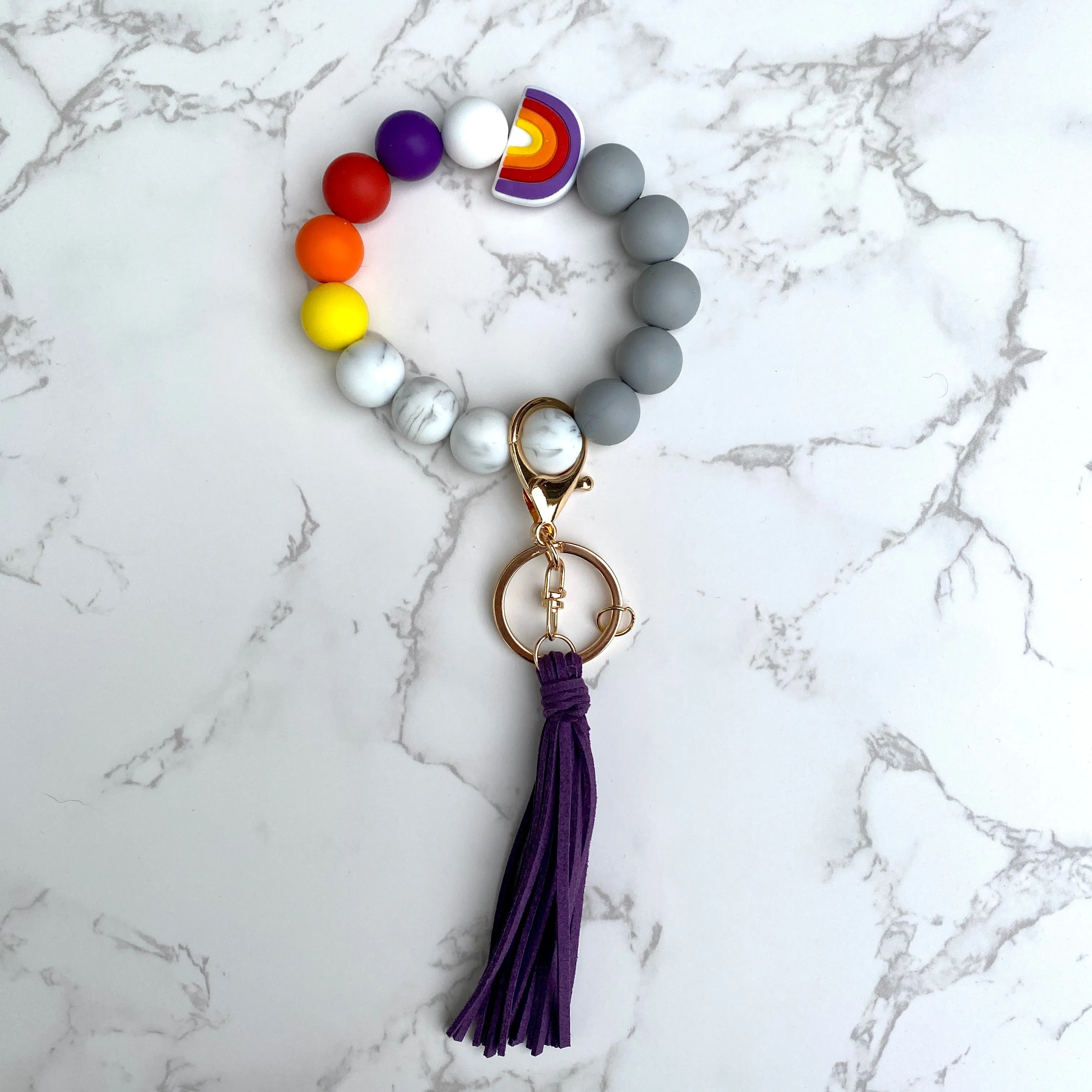 Silicone Bead Wristlet Keychain
