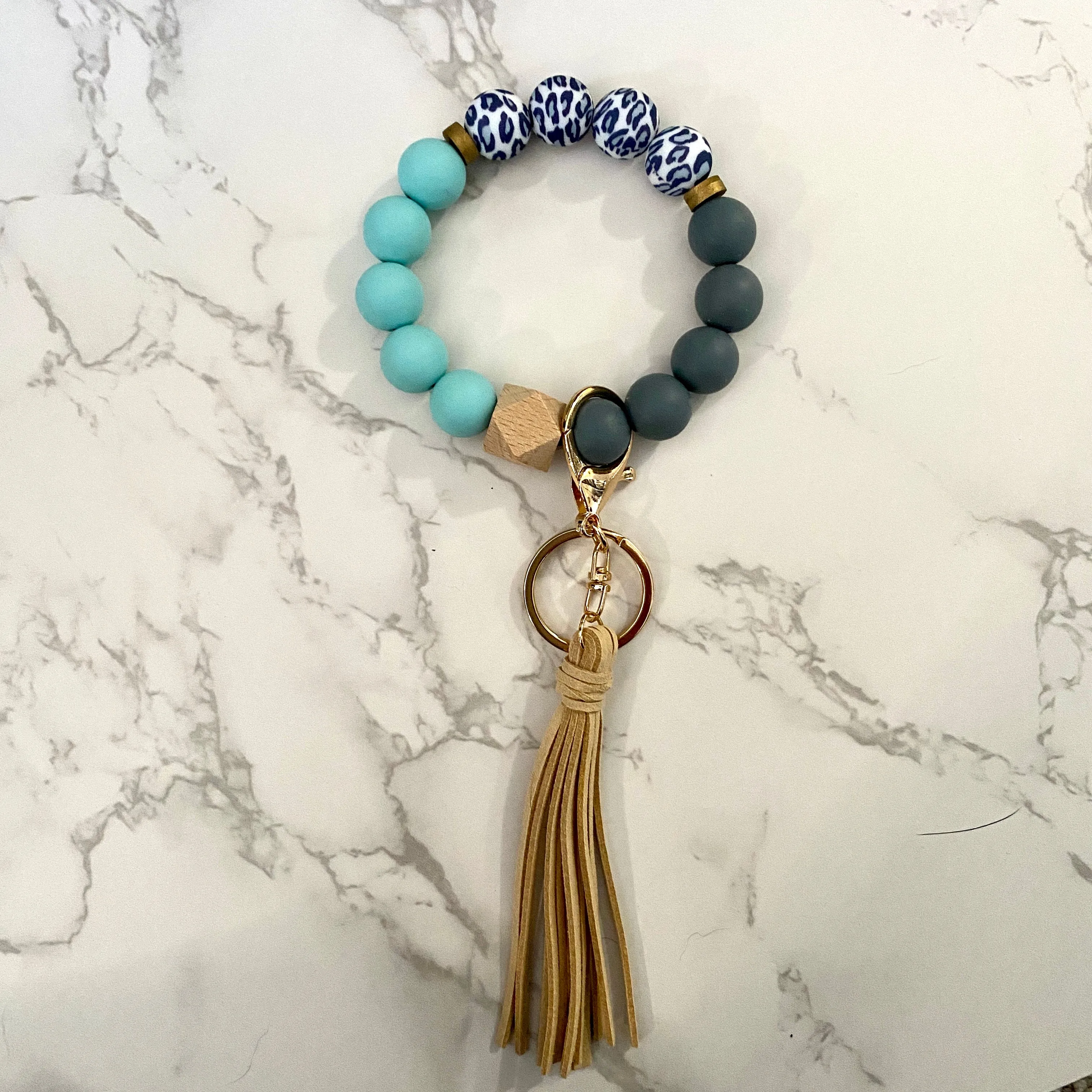 Silicone Bead Wristlet Keychain