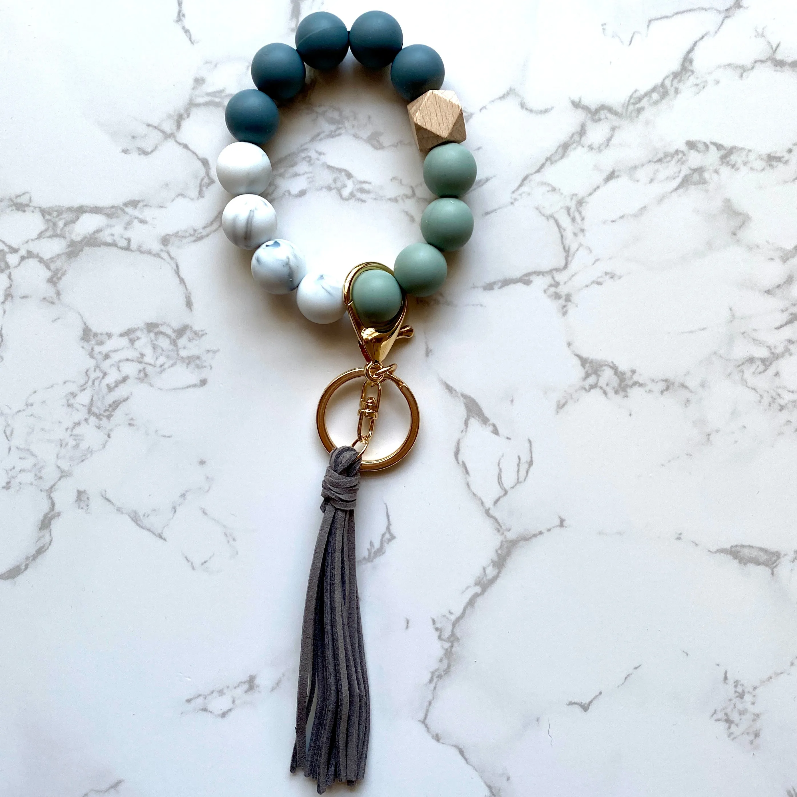 Silicone Bead Wristlet Keychain