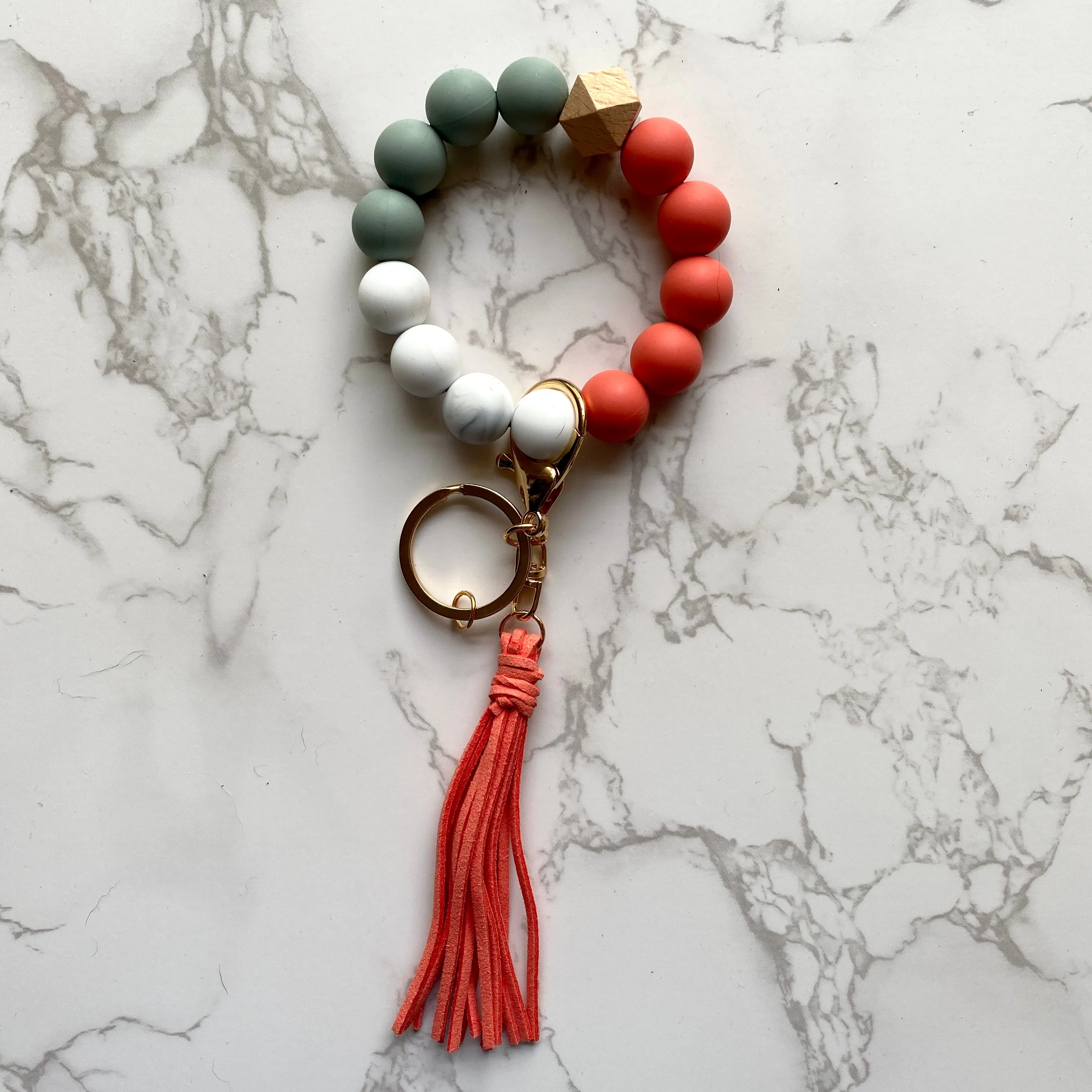 Silicone Bead Wristlet Keychain