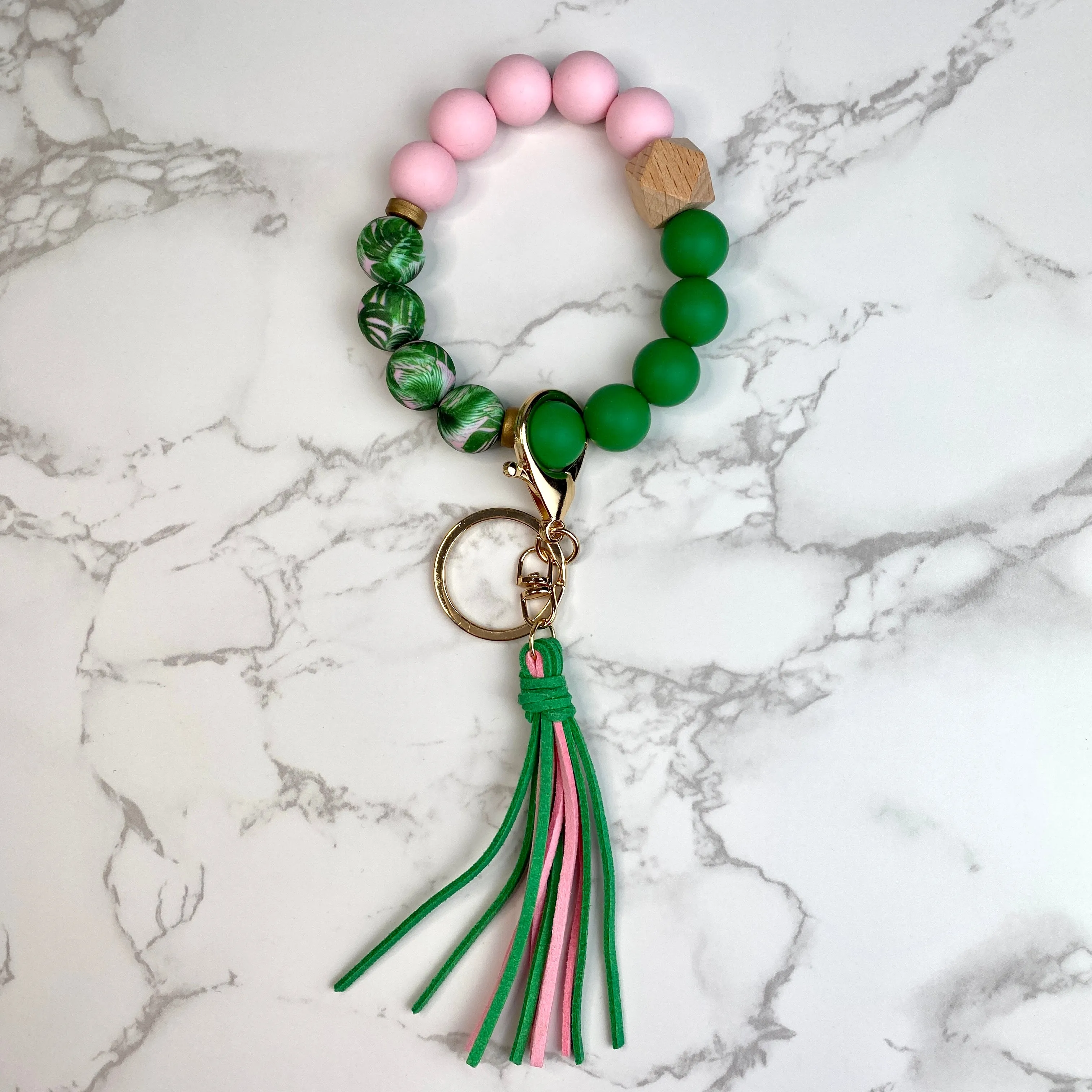 Silicone Bead Wristlet Keychain